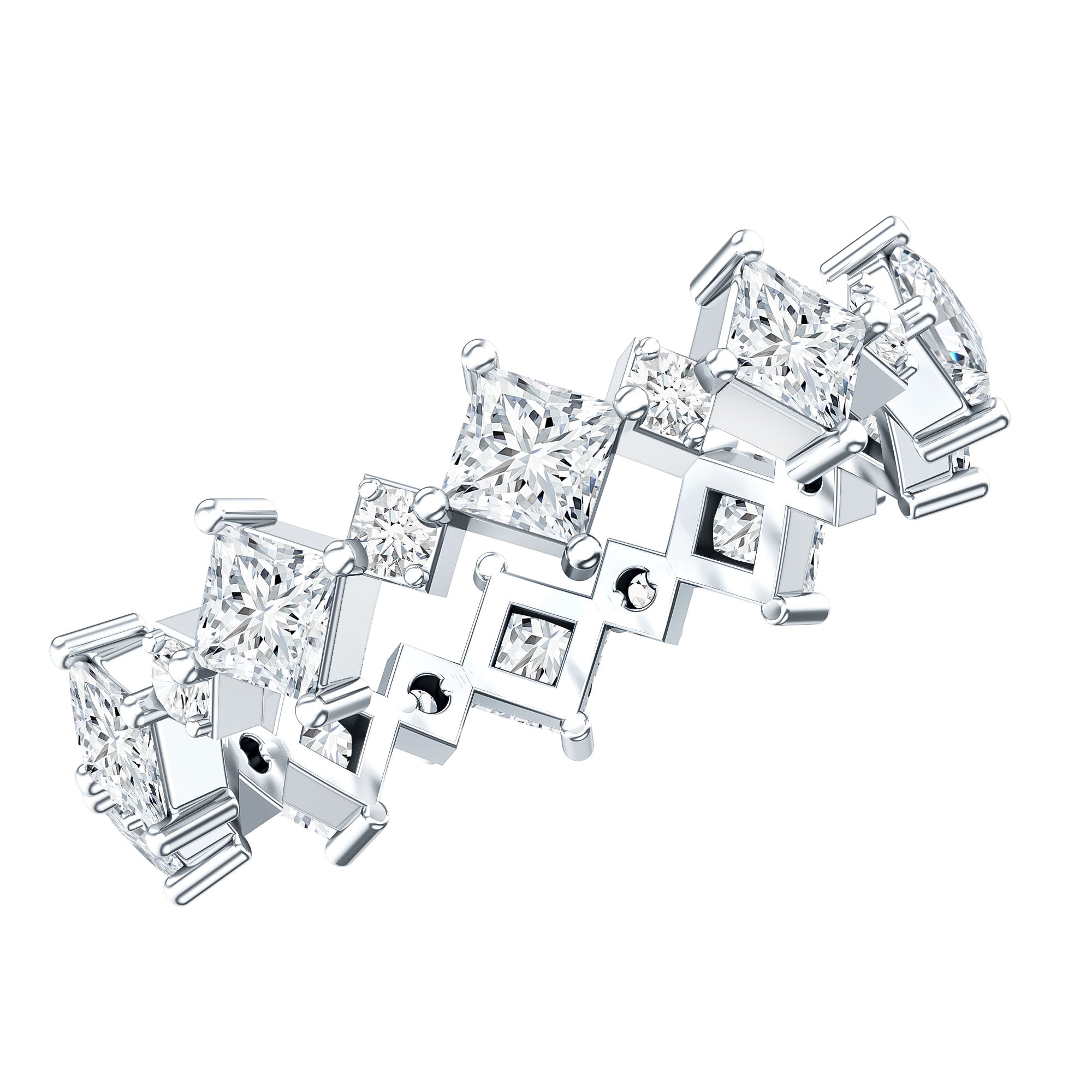 Certified Princess Cut Lab Grown Diamond Eternity Wedding Ring Lab - ( EF-VS ) - Rosec Jewels