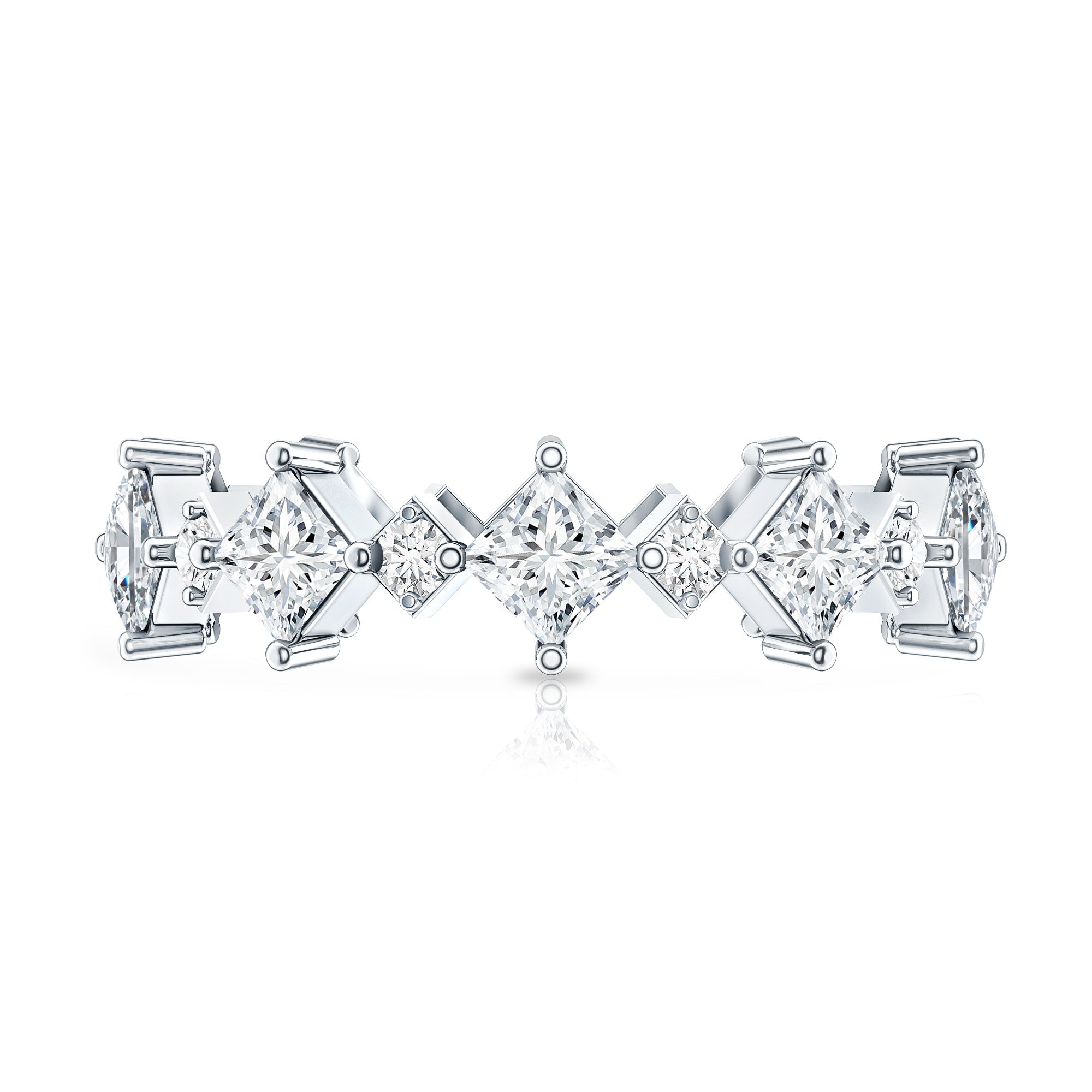 Certified Princess Cut Lab Grown Diamond Eternity Wedding Ring Lab - ( EF-VS ) - Rosec Jewels
