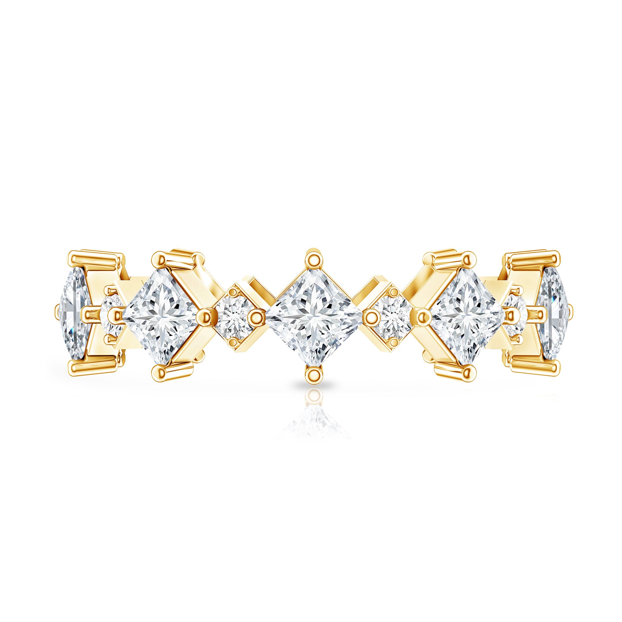Certified Princess Cut Lab Grown Diamond Eternity Wedding Ring Lab - ( EF-VS ) - Rosec Jewels