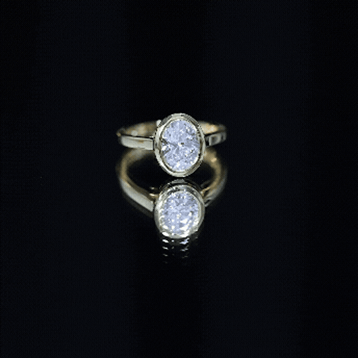 Certified 6X8 MM Lab Grown Diamond Bezel Set Engagement Ring Lab - ( EF-VS ) - Rosec Jewels