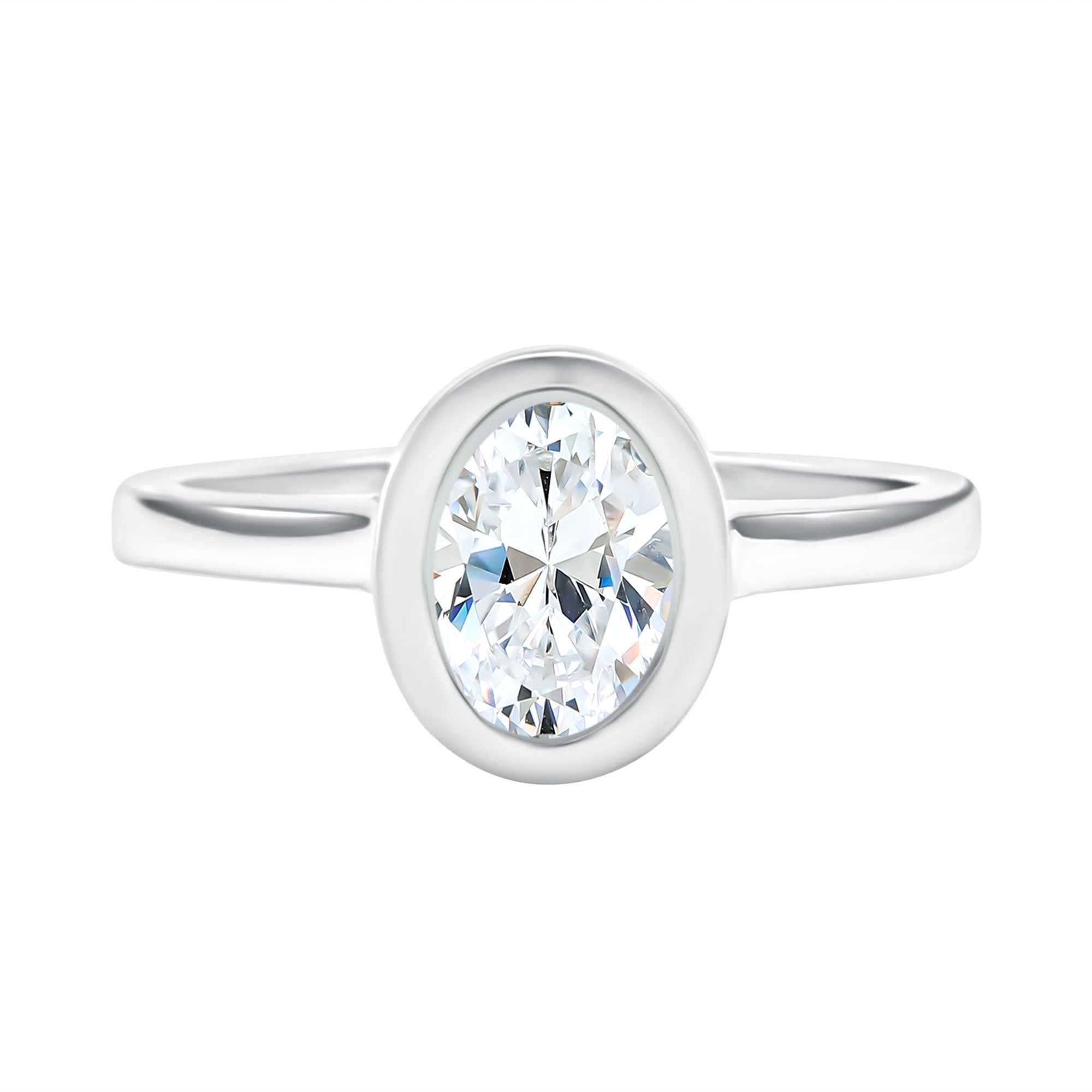 Certified 6X8 MM Lab Grown Diamond Bezel Set Engagement Ring