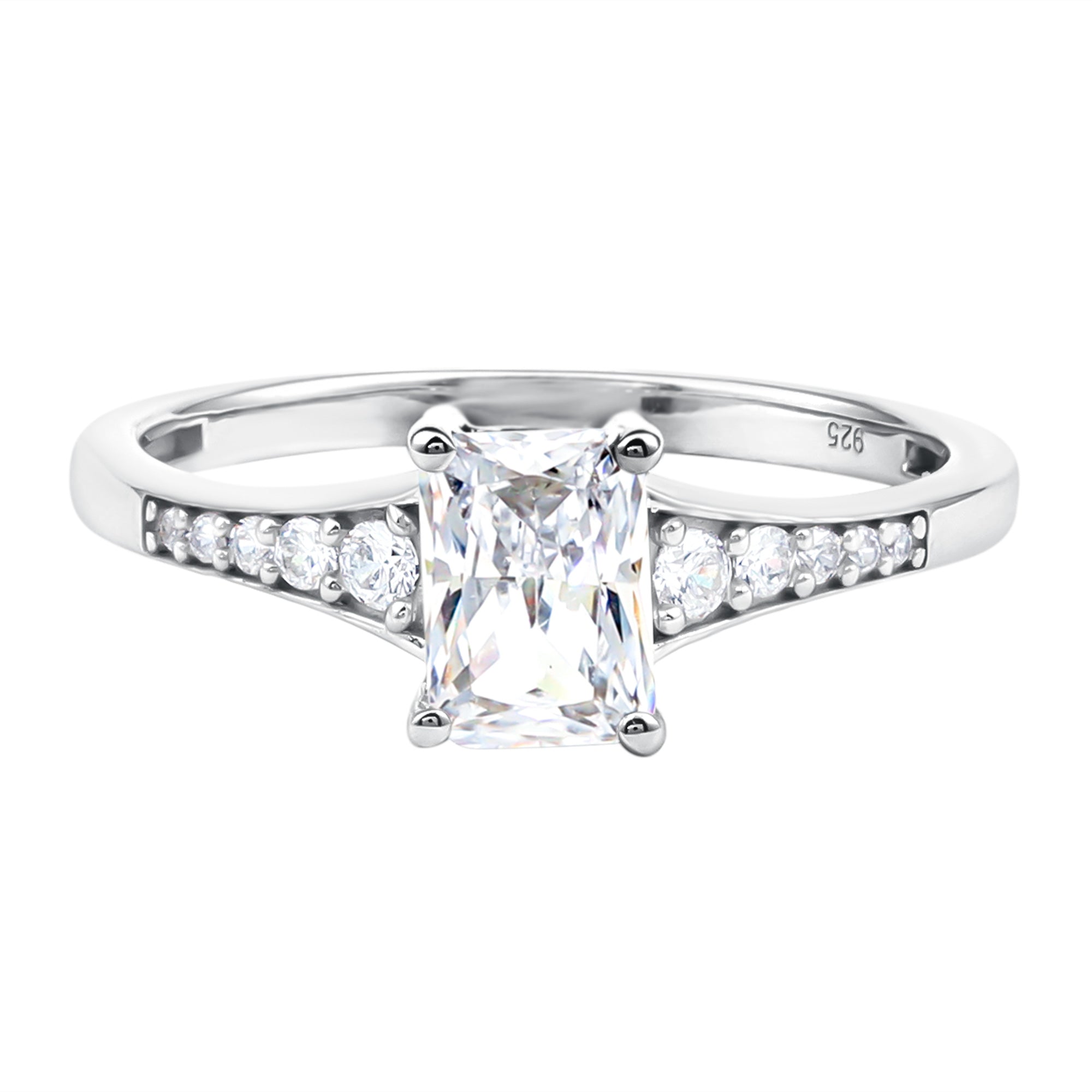 Brilliant Cut 7X5 MM Lab Grown Diamond Emerald Cut Engagement Ring