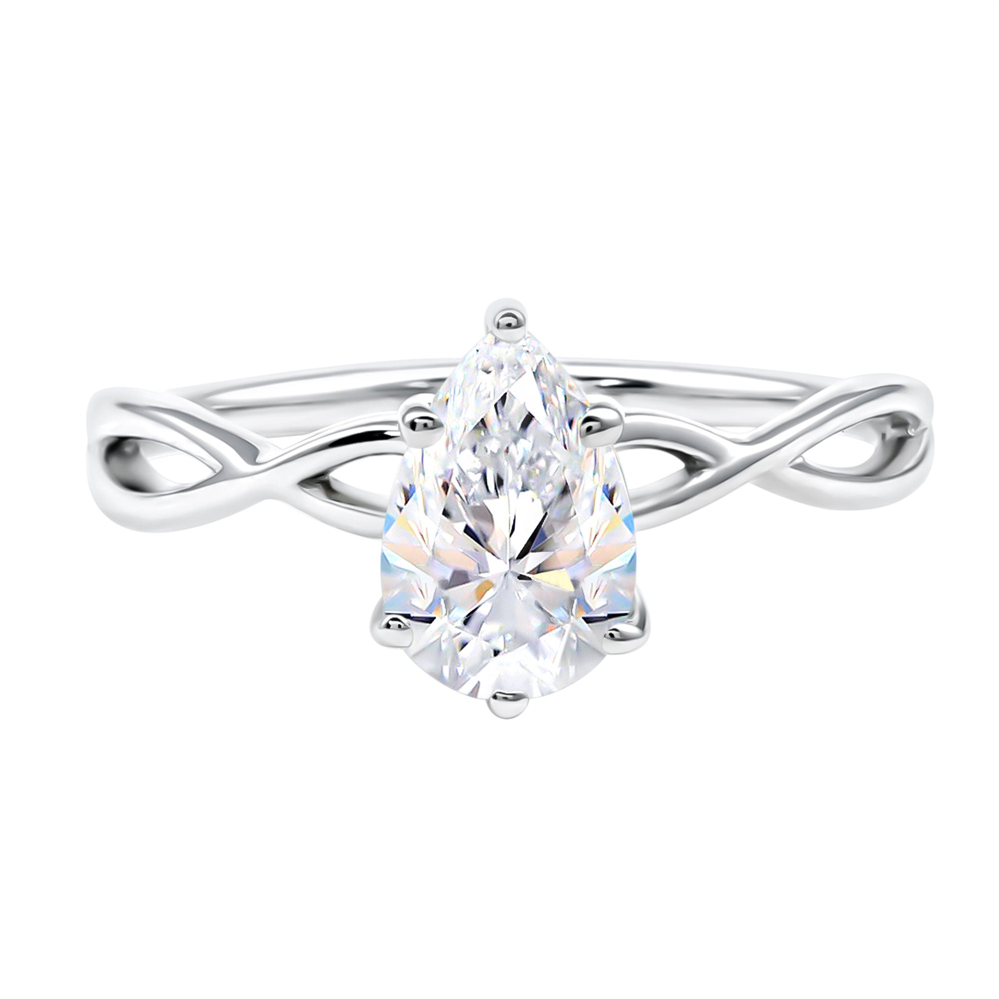 Lab Grown Diamond Pear Engagement Ring with Infinity Band