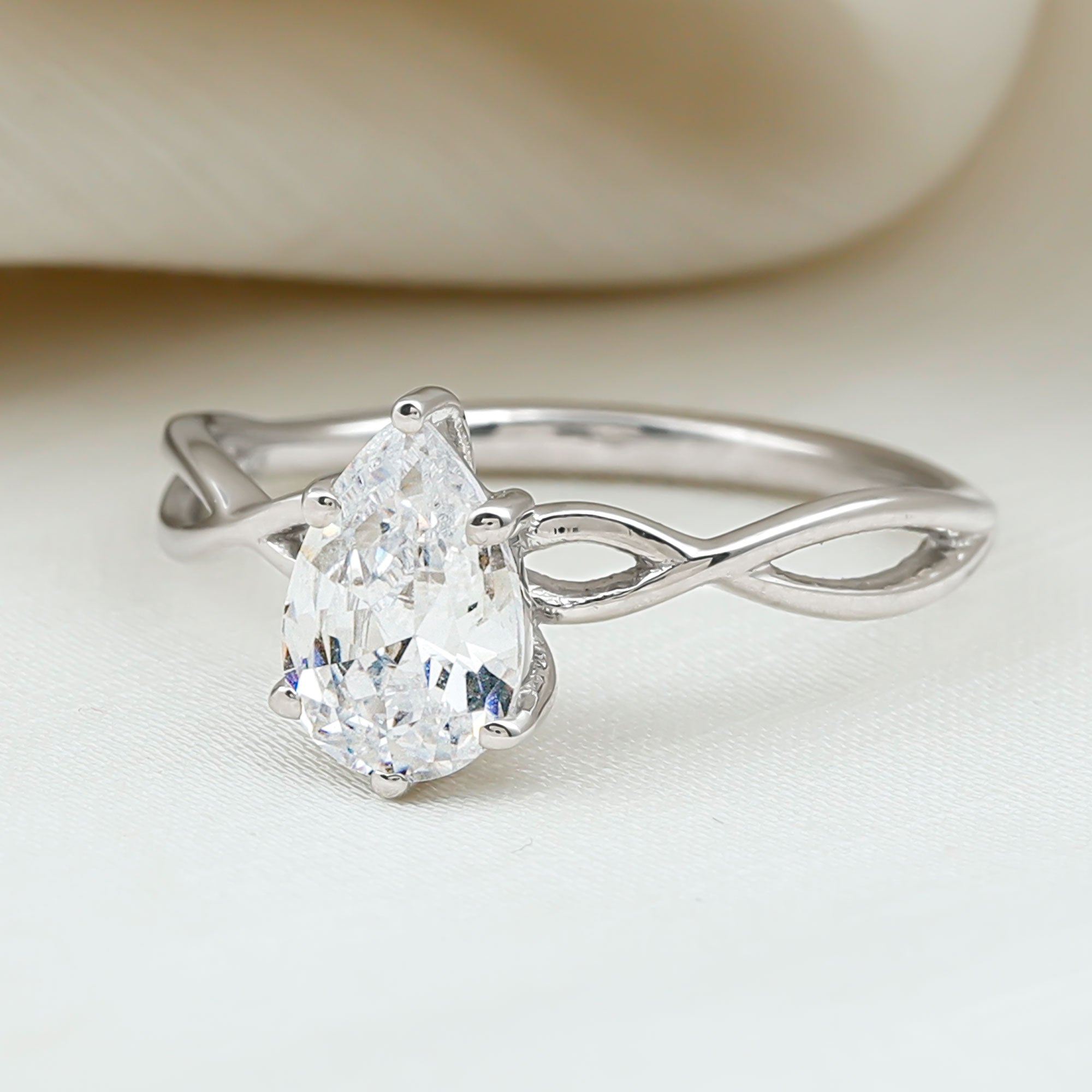 Rosec Jewels-Lab Grown Diamond Pear Engagement Ring with Infinity Band