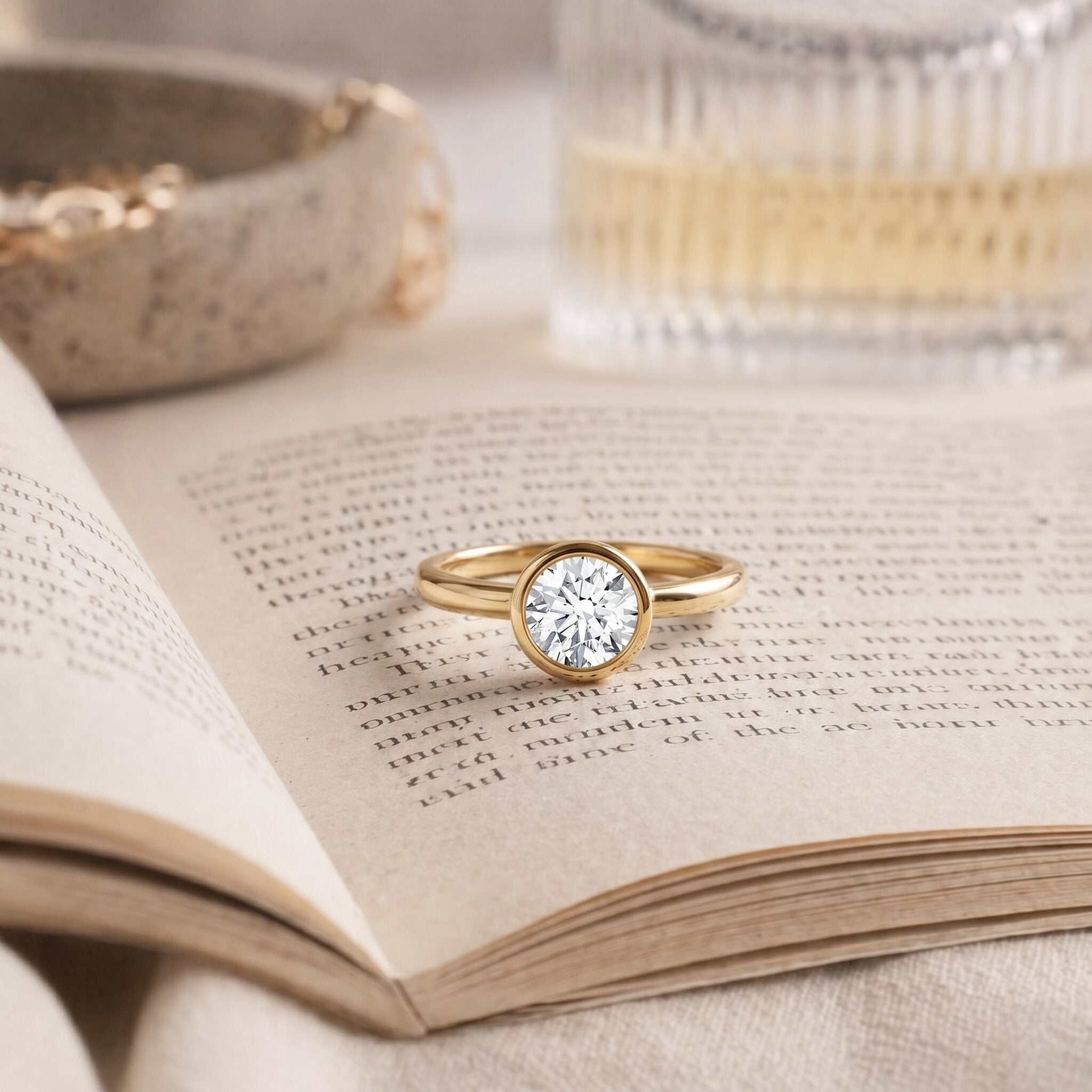 IGI Certified 1 CT Lab Grown Diamond Ring in Bezel Setting Lab - ( E-VS1 ) - Rosec Jewels