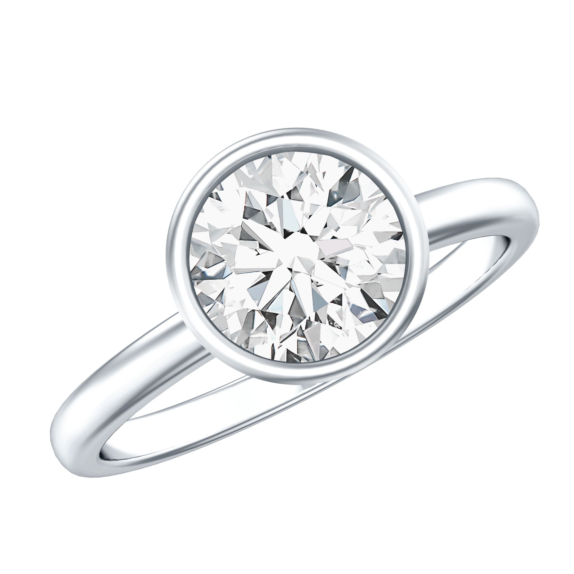 Round Lab Grown Diamond Classic Engagement Ring with IGI Certificate Lab - ( E-VS1 ) - Rosec Jewels