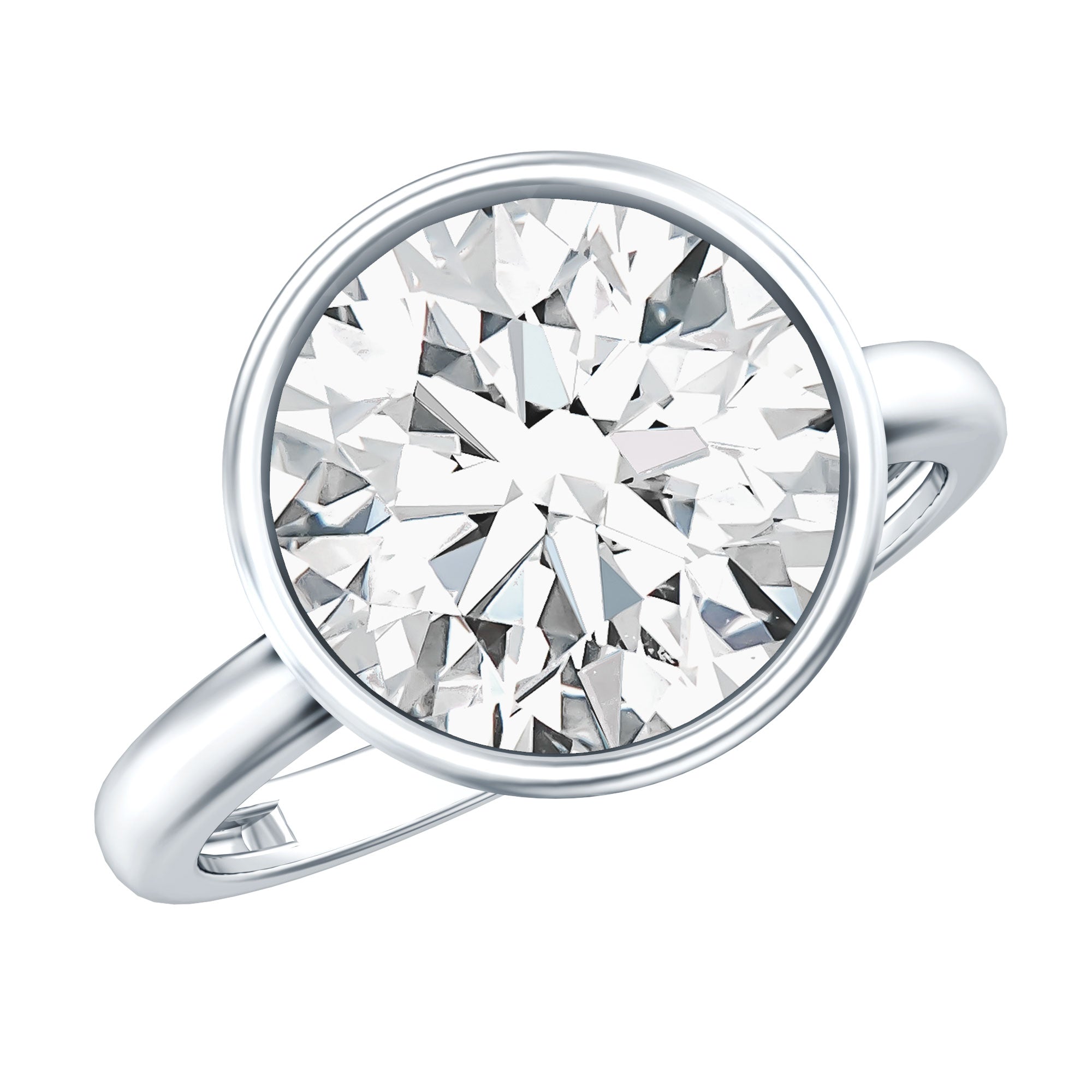 IGI Certified 4 CT Lab Grown Diamond Engagement Ring in Bezel Setting Lab - ( E-VS1 ) - Rosec Jewels