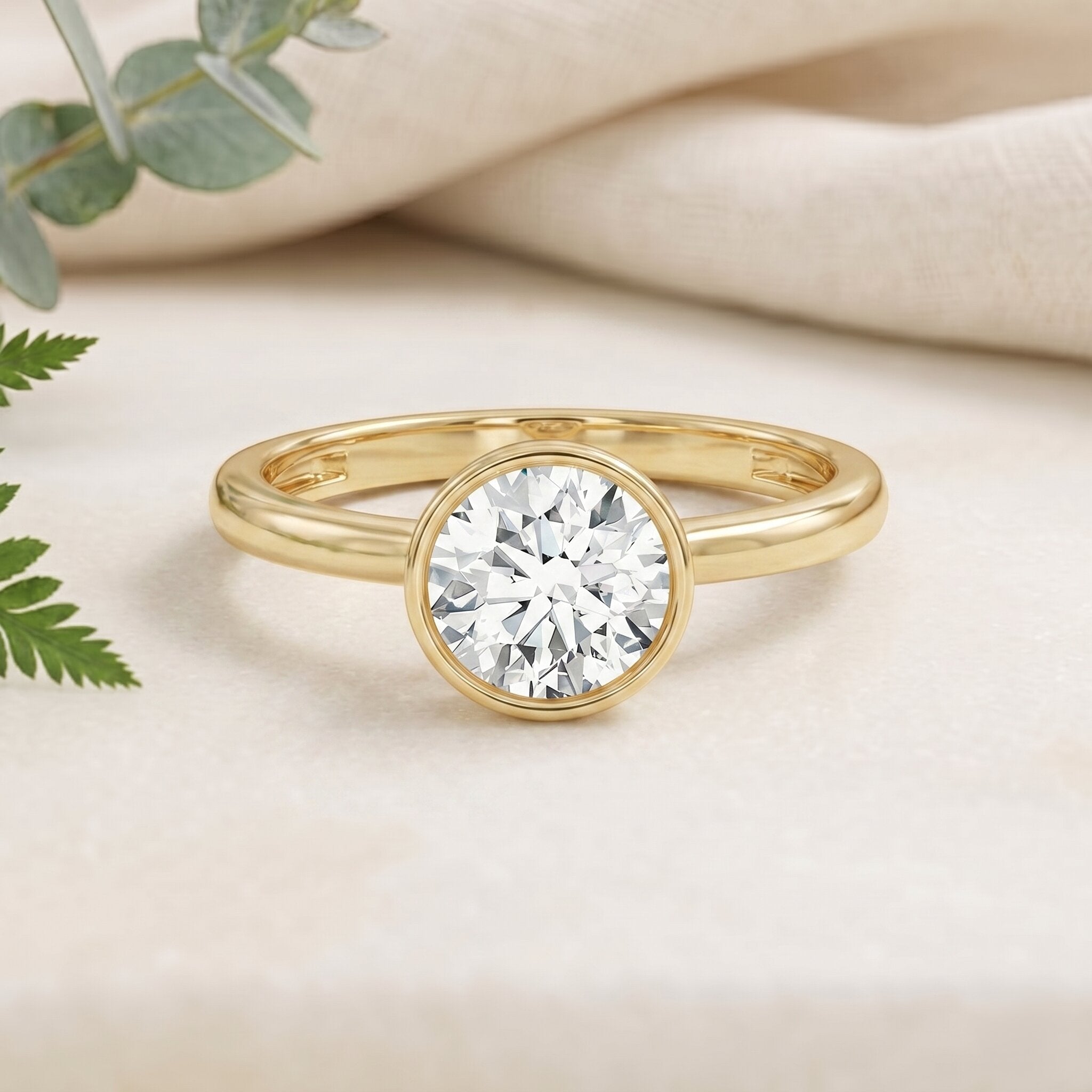 IGI Certified 4 CT Lab Grown Diamond Engagement Ring in Bezel Setting Lab - ( E-VS1 ) - Rosec Jewels
