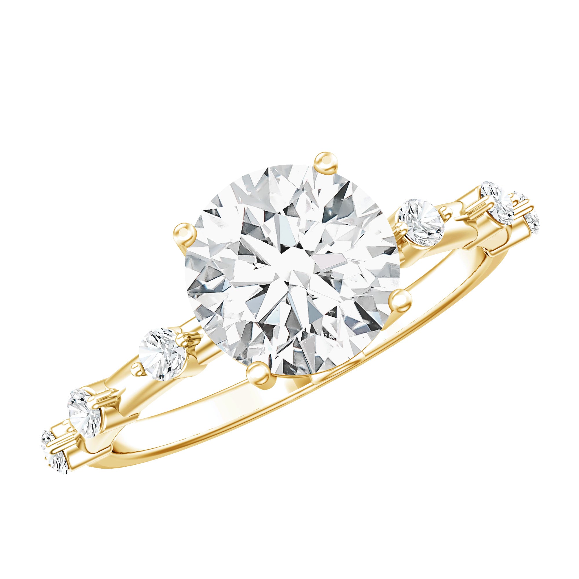 Rosec Jewels-IGI Certified Lab Grown 2 CT Diamond Engagement Ring with Side Stone