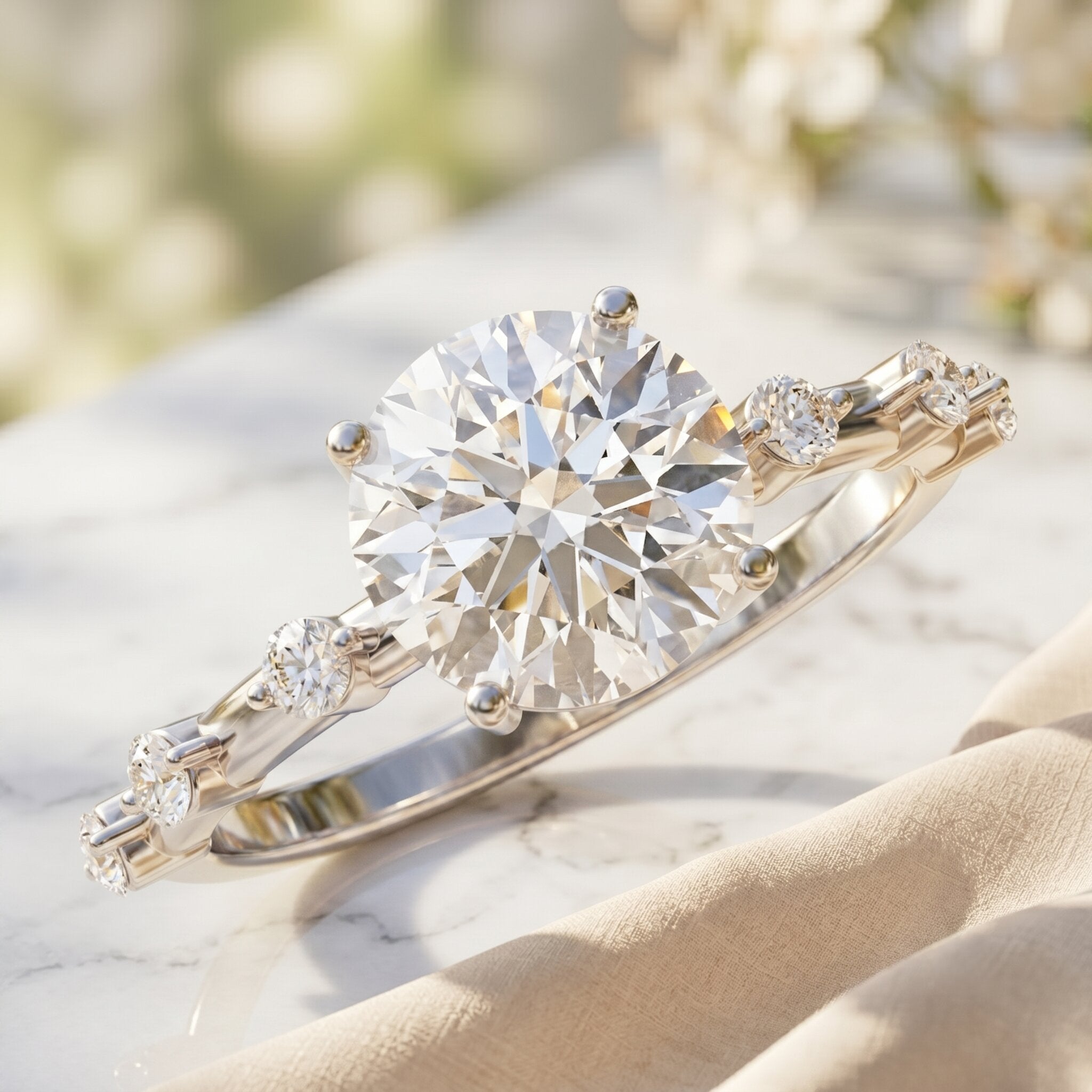 3 CT Lab Grown Diamond Engagement Ring with IGI Certificate Lab - ( E-VS1 ) - Rosec Jewels