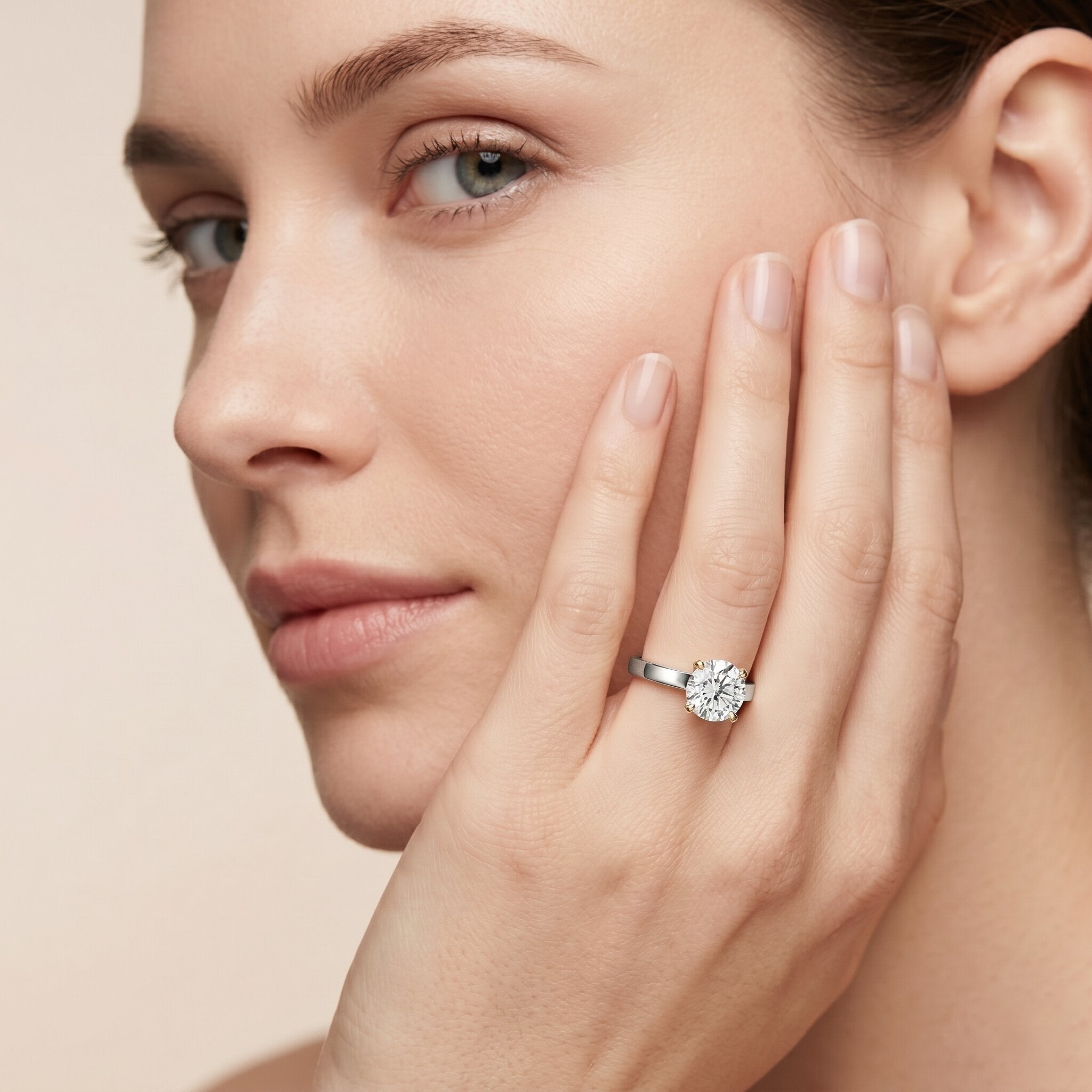 Peg Head Set 1 Carat Lab Grown Diamond Solitaire Ring with IGI Certificate Lab - ( E-VS1 ) - Rosec Jewels