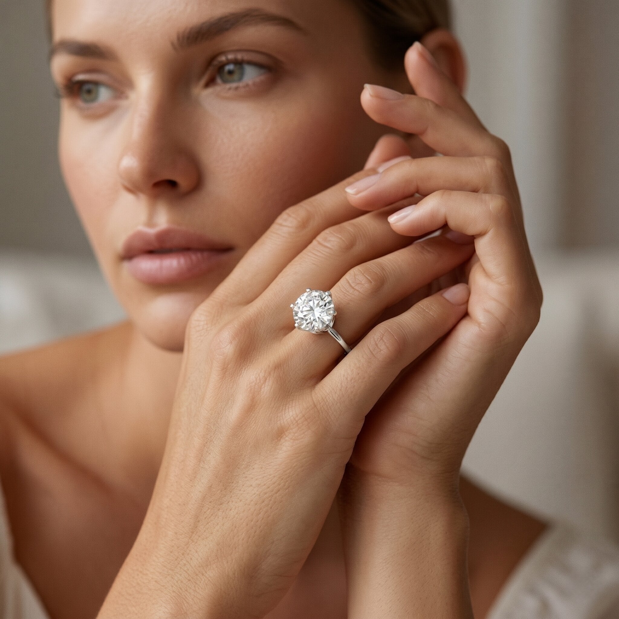 4 Carat Lab Created Diamond Solitaire Engagement Ring with IGI Certificate Lab - ( E-VS1 ) - Rosec Jewels