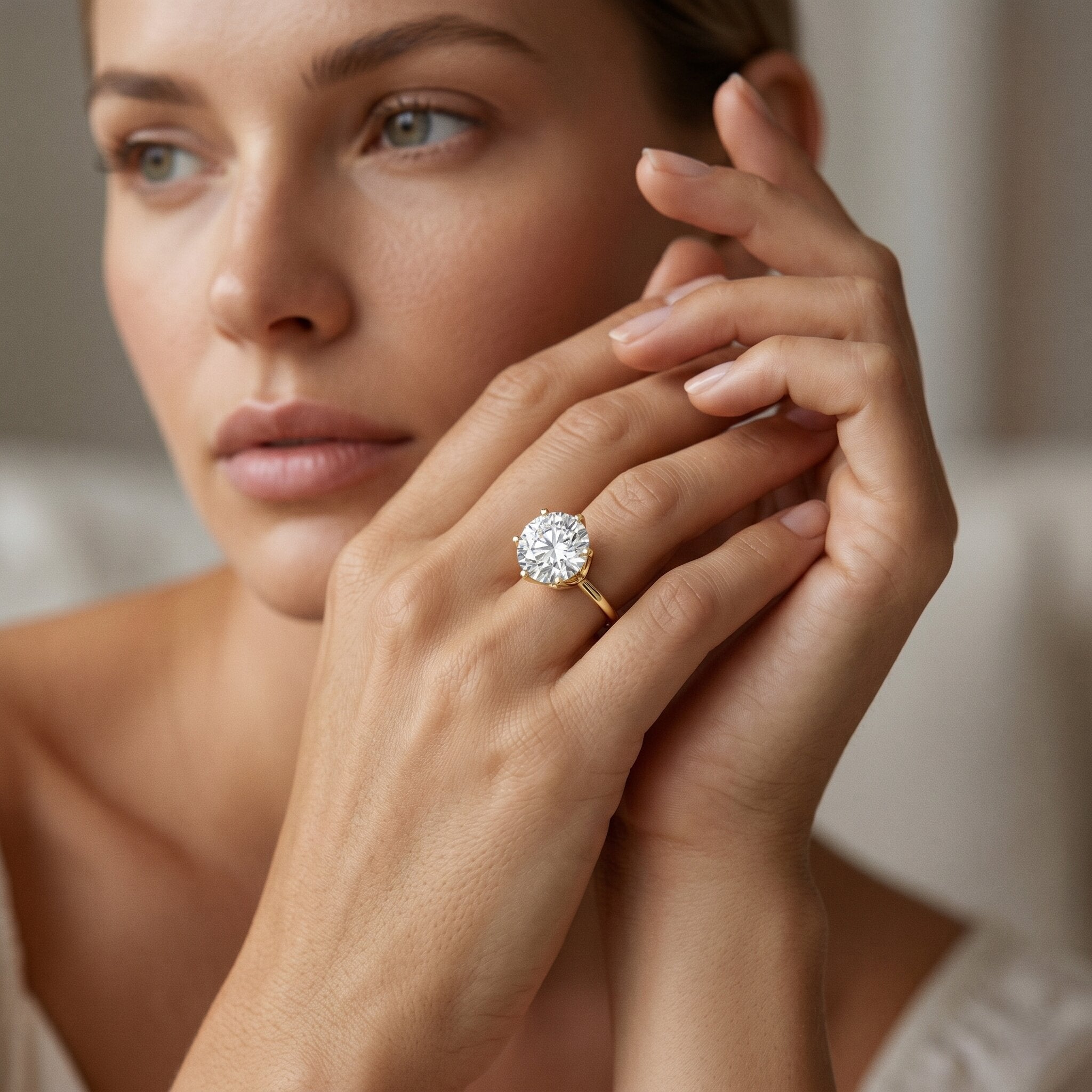 4 Carat Lab Created Diamond Solitaire Engagement Ring with IGI Certificate Lab - ( E-VS1 ) - Rosec Jewels