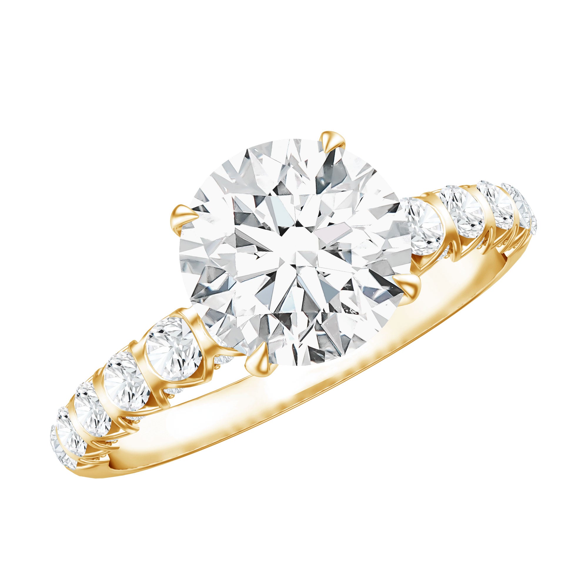 2 Carat Lab Grown Diamond Round Engagement Ring with IGI Certificate Lab - ( E-VS1 ) - Rosec Jewels