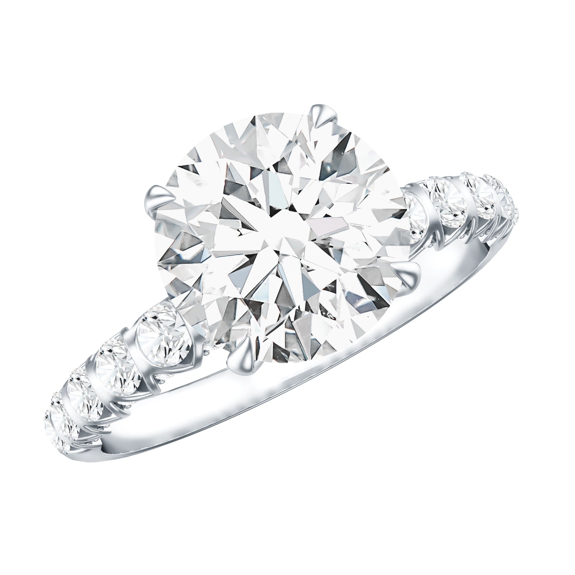 Rosec Jewels-Round Cut 3 Carat Lab Grown Diamond Engagement Ring with IGI Certificate
