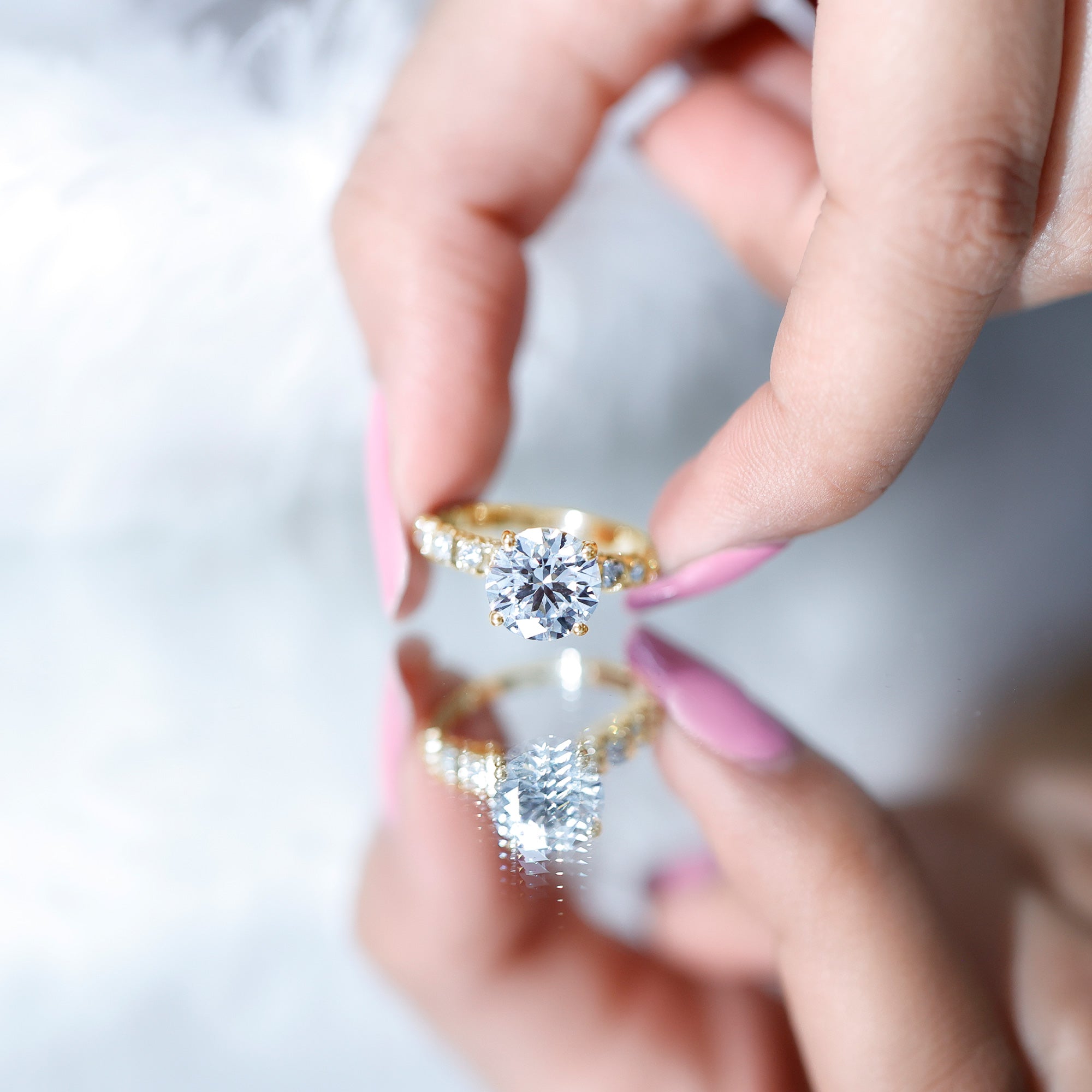 Round Cut 3 Carat Lab Grown Diamond Engagement Ring with IGI Certificate Lab - ( E-VS1 ) - Rosec Jewels