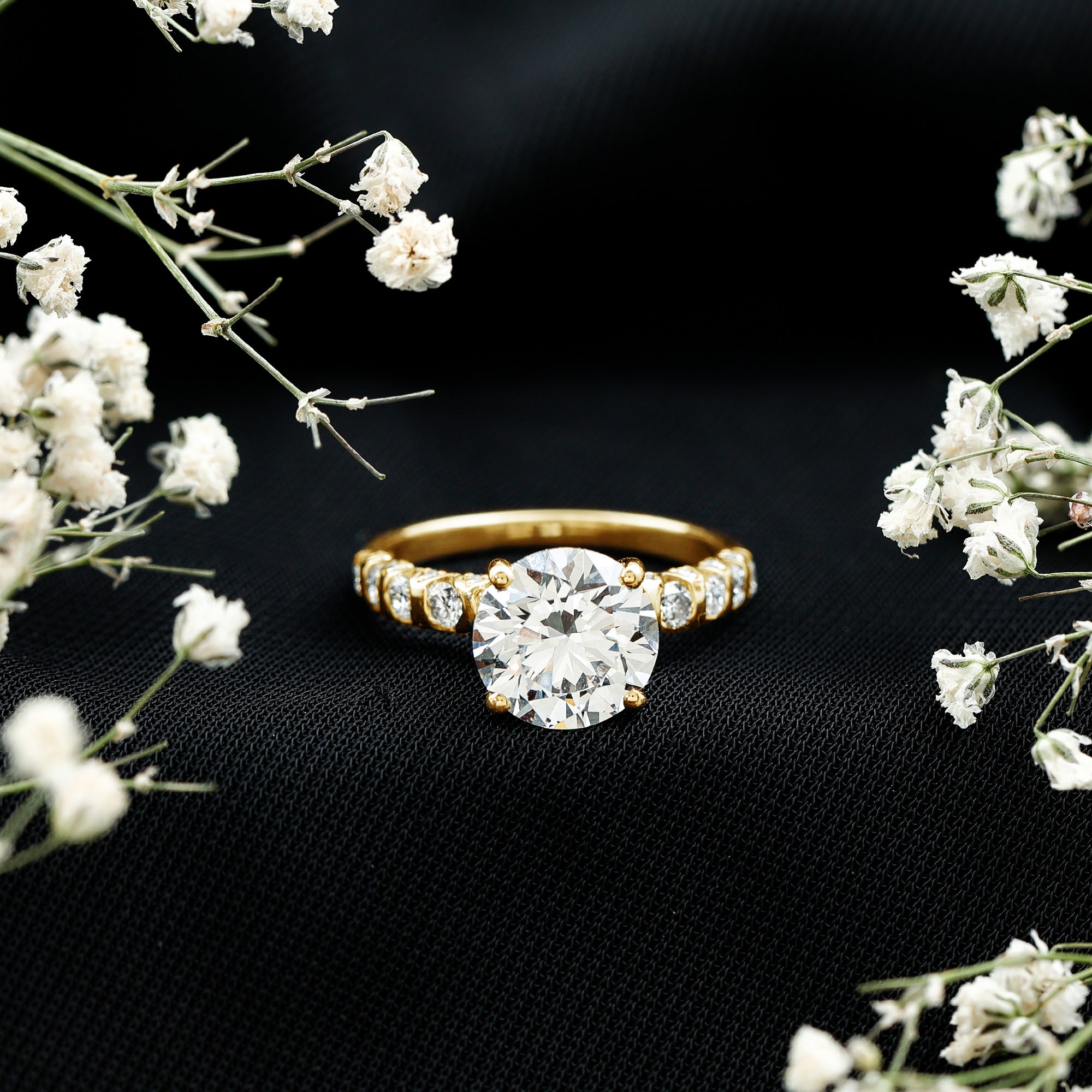 Round Cut 3 Carat Lab Grown Diamond Engagement Ring with IGI Certificate Lab - ( E-VS1 ) - Rosec Jewels