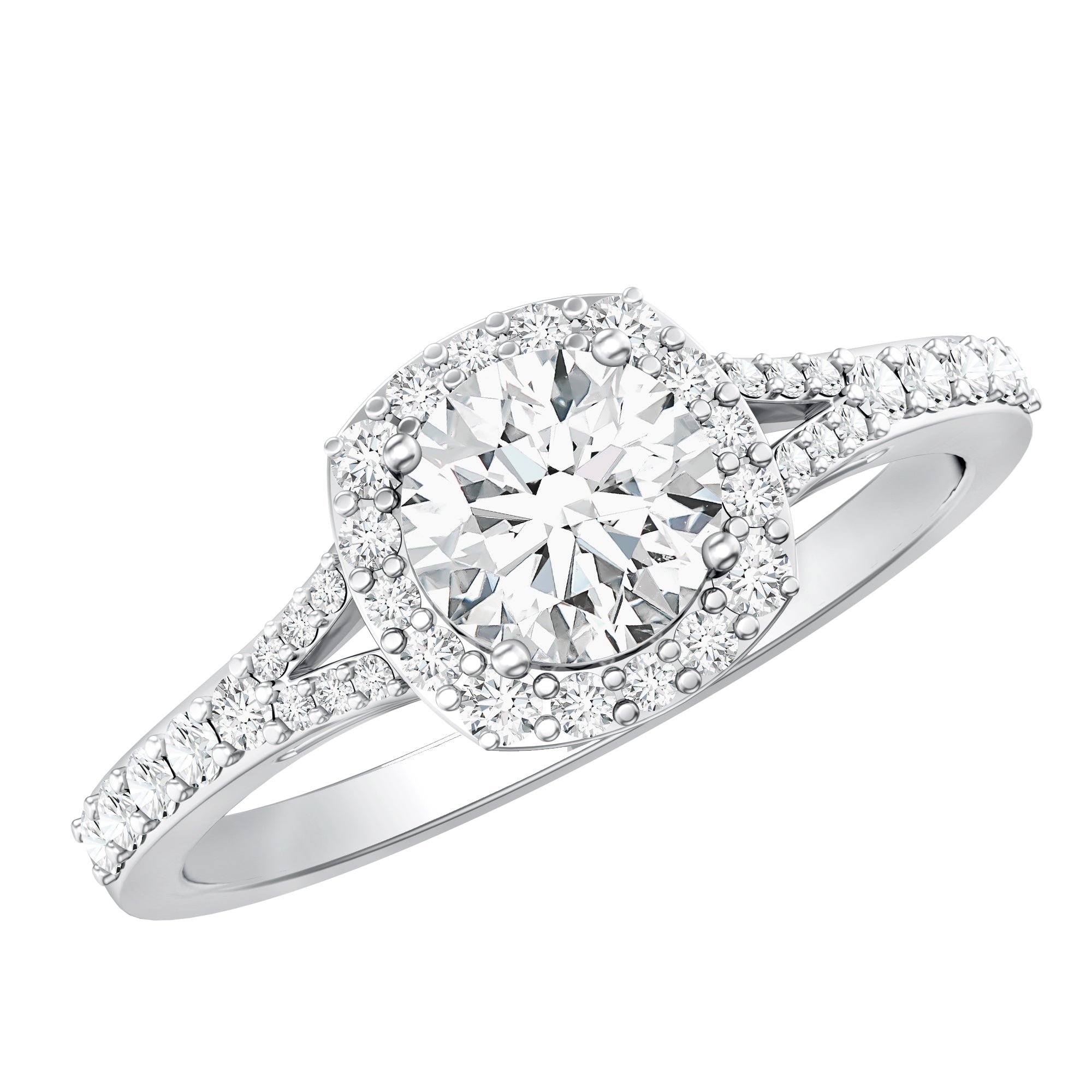 IGI Certified 1 Carat Lab Grown Diamond Halo Engagement Ring for Women Lab - ( EF-VS ) - Rosec Jewels