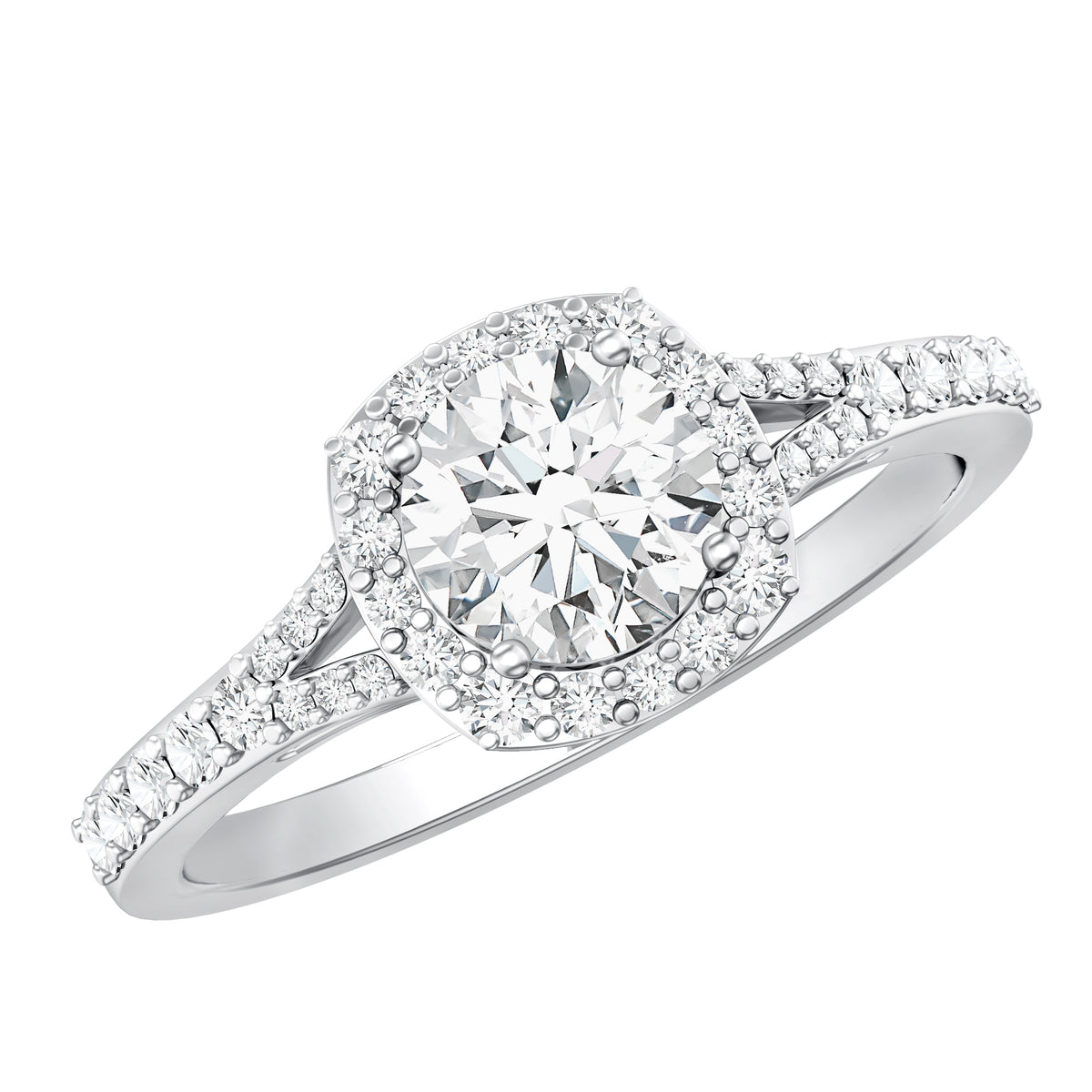 IGI Certified 1 Carat Lab Grown Diamond Halo Engagement Ring for Women Lab - ( E-VS1 ) - Rosec Jewels