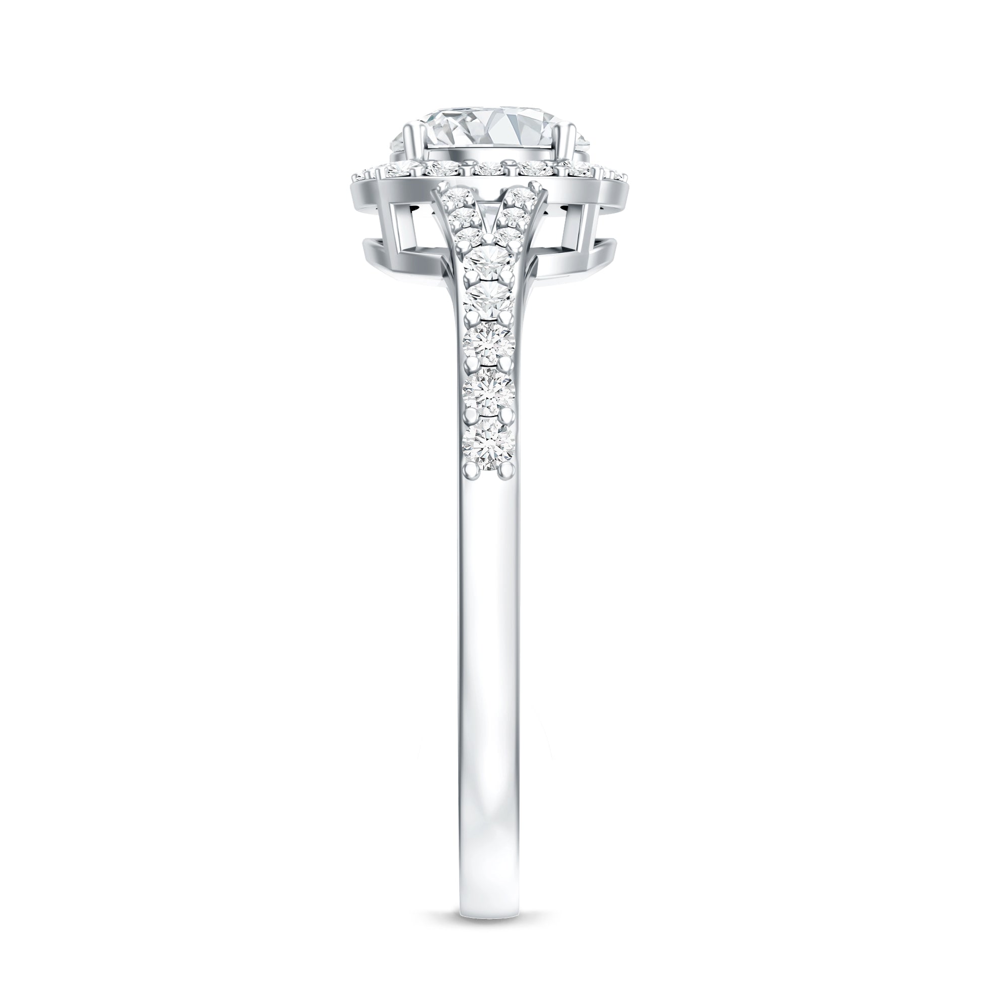 IGI Certified 1 Carat Lab Grown Diamond Halo Engagement Ring for Women Lab - ( EF-VS ) - Rosec Jewels