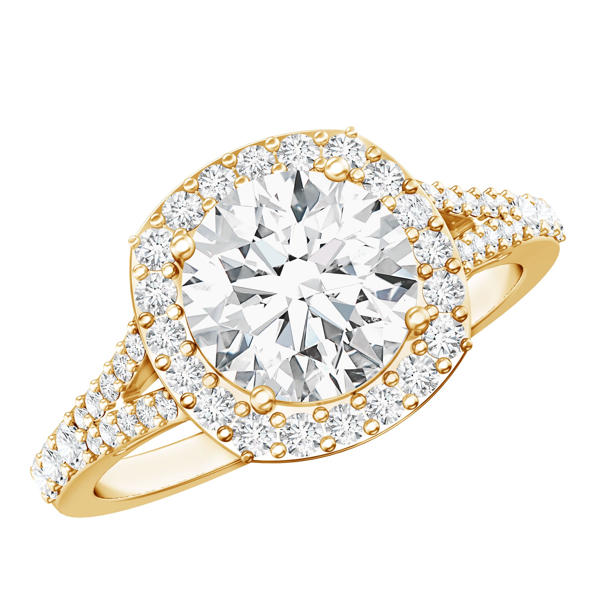 IGI Certified 2 Carat Round Lab Grown Diamond Statement Engagement Ring Lab - ( E-VS1 ) - Rosec Jewels