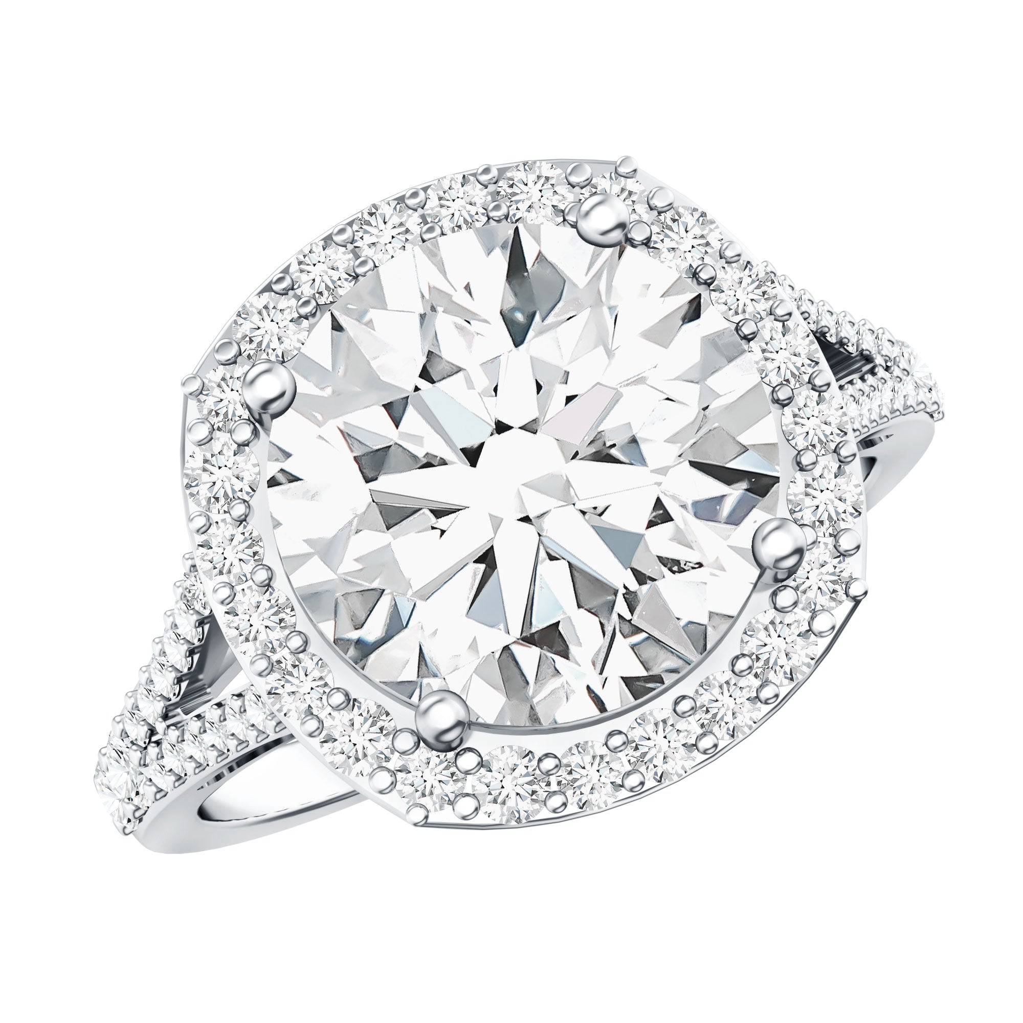 IGI Certified Lab Grown Diamond Statement Engagement Ring with Split Shank Lab - ( E-VS1 ) - Rosec Jewels