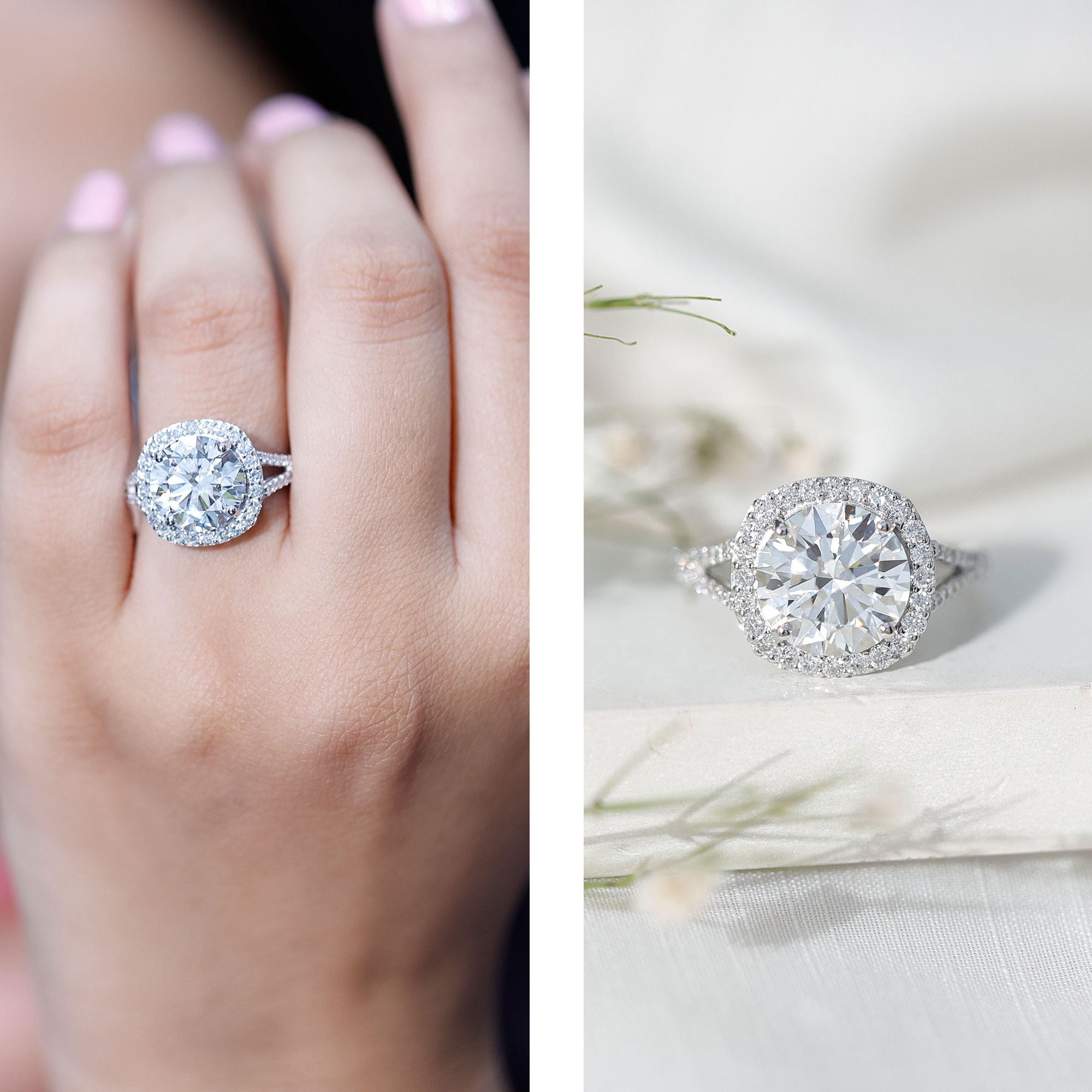 IGI Certified Lab Grown Diamond Statement Engagement Ring with Split Shank Lab - ( E-VS1 ) - Rosec Jewels