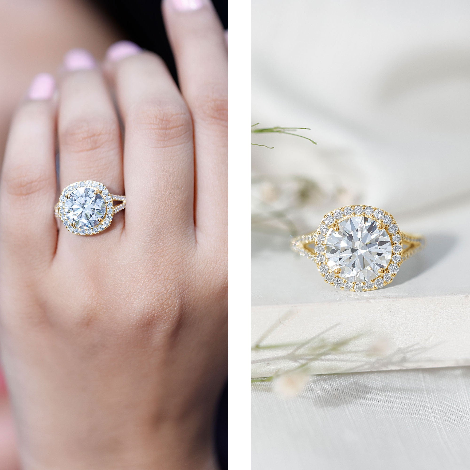 IGI Certified Lab Grown Diamond Statement Engagement Ring with Split Shank Lab - ( E-VS1 ) - Rosec Jewels