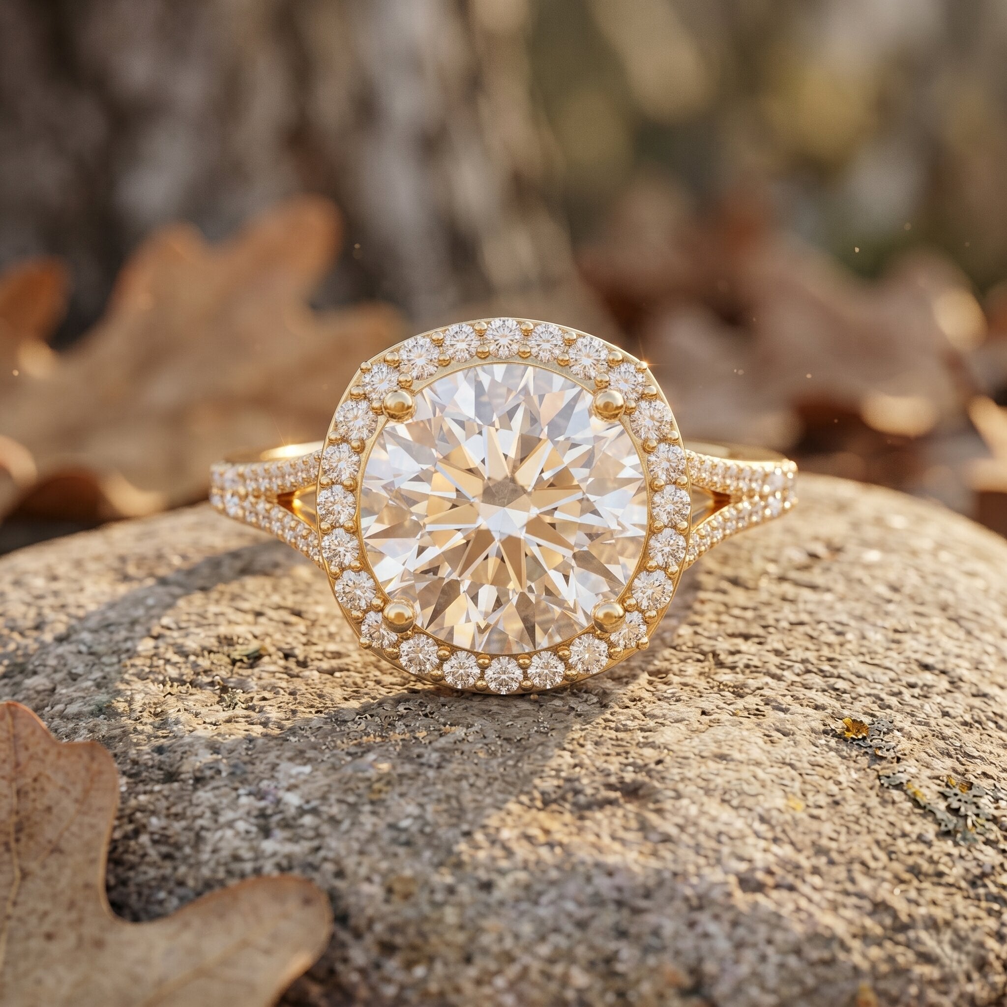 IGI Certified Lab Grown Diamond Statement Engagement Ring with Split Shank Lab - ( E-VS1 ) - Rosec Jewels