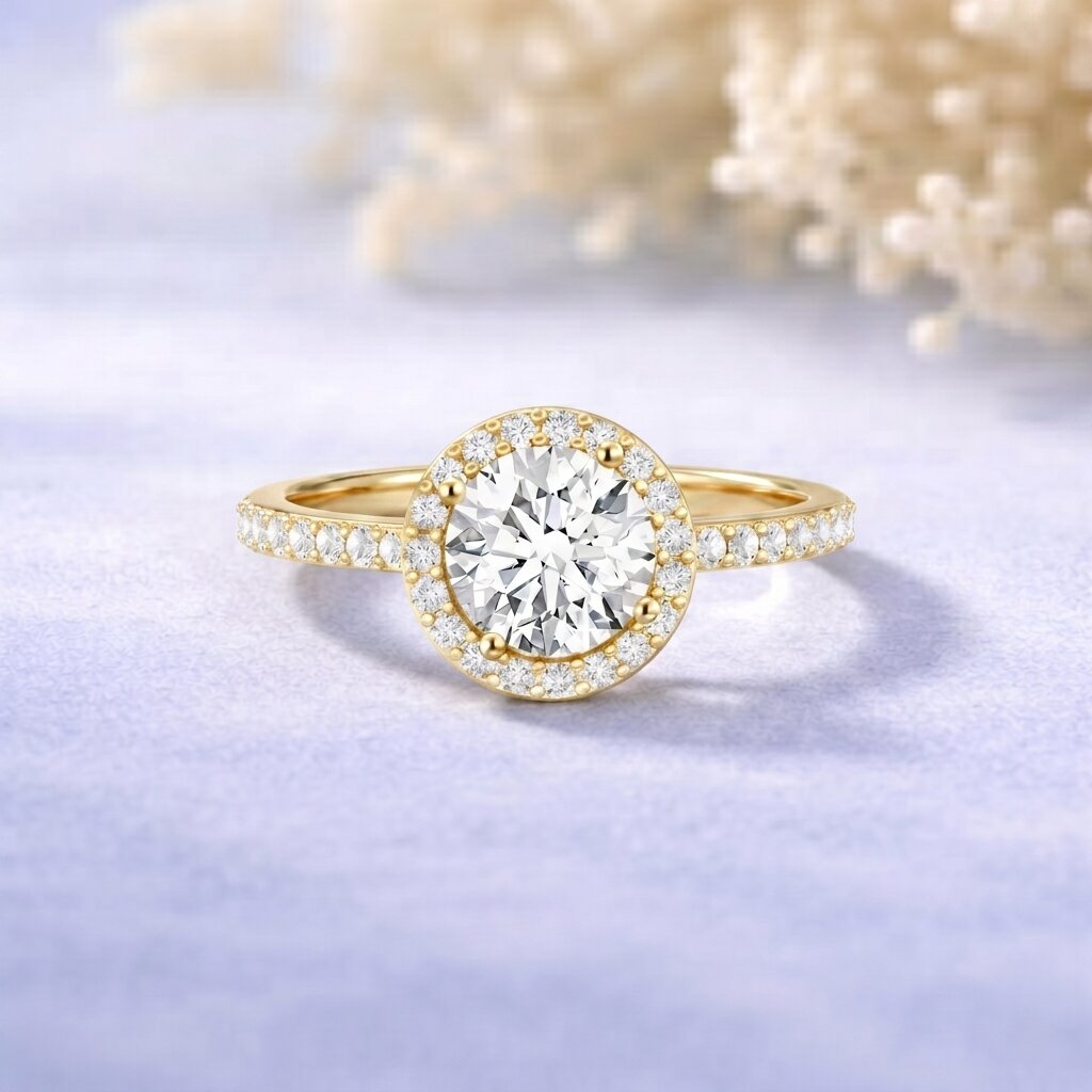 IGI Certified 1 CT Lab Grown Diamond Round Engagement Ring Lab - ( E-VS1 ) - Rosec Jewels