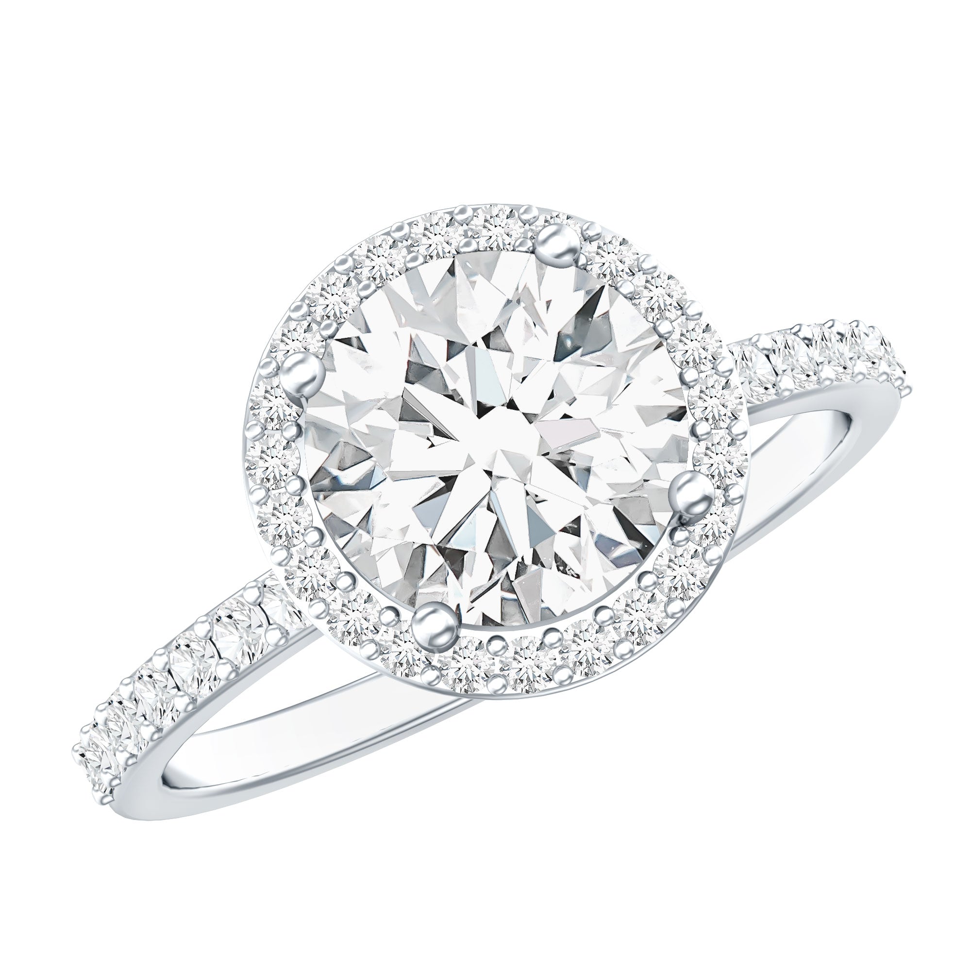 2 Carat Lab Grown Diamond Halo Engagement Ring with IGI Certificate Lab - ( E-VS1 ) - Rosec Jewels