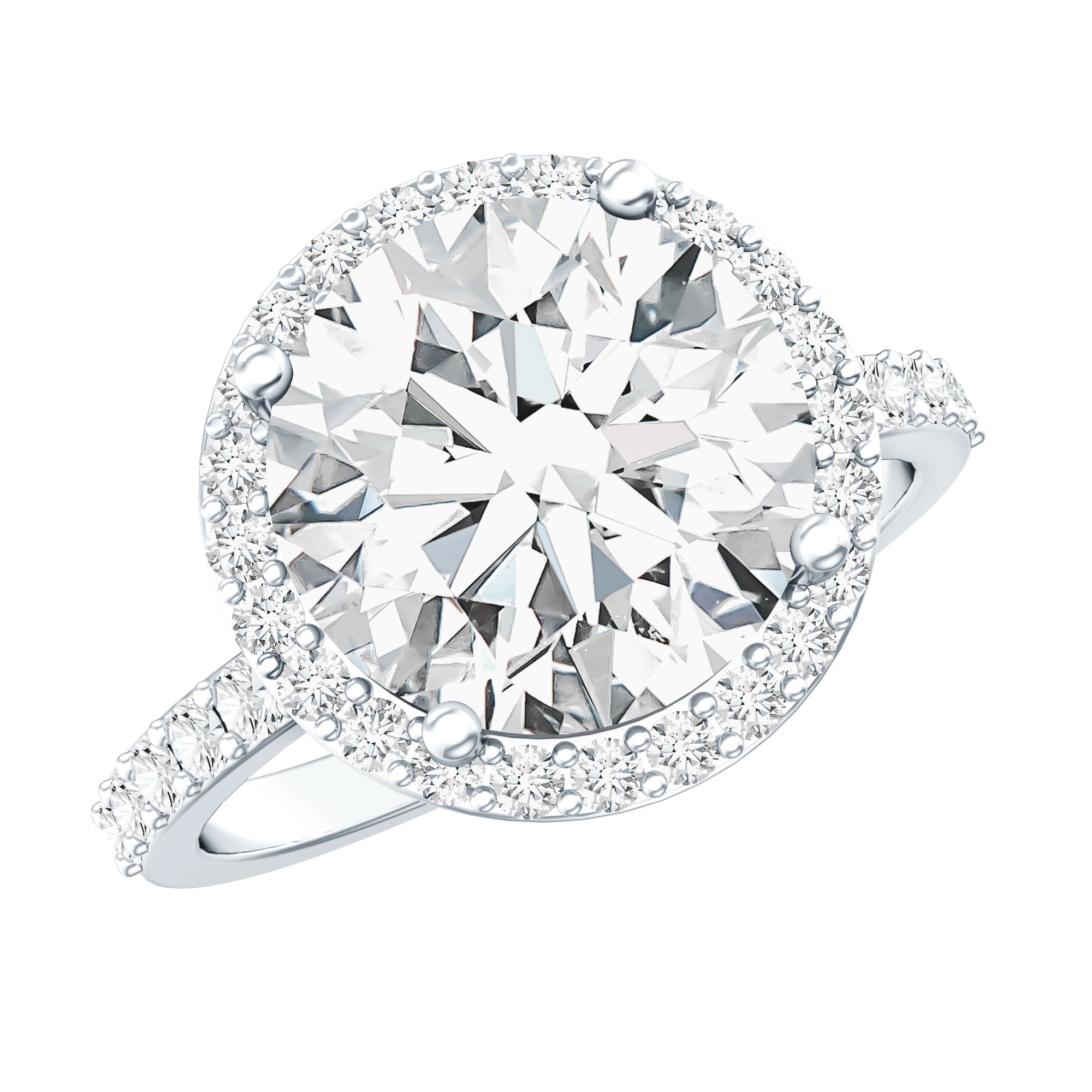 5 Carat Round Lab Grown Diamond Engagement Ring with IGI Certified Lab - ( E-VS1 ) - Rosec Jewels