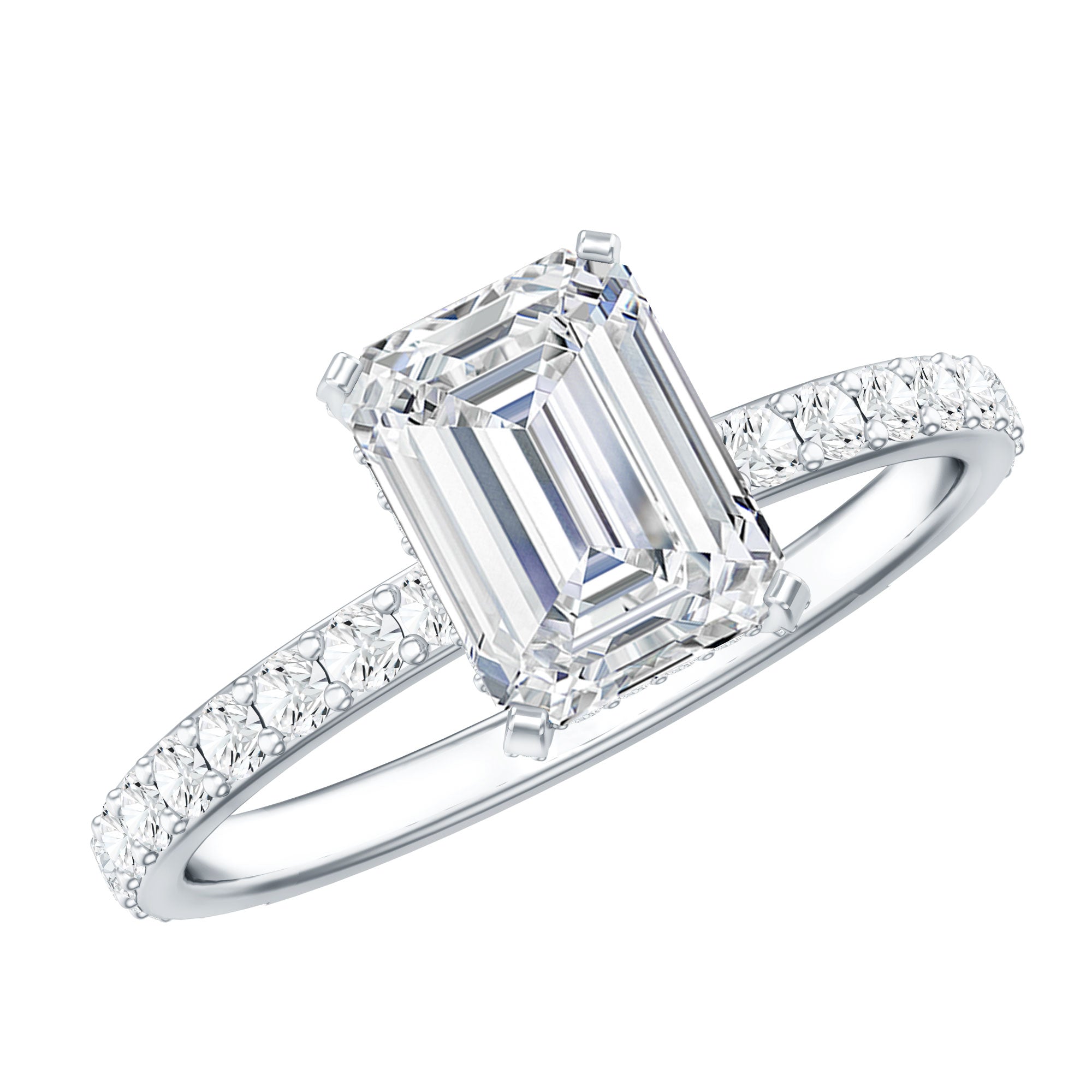 2 Carat Emerald Cut Lab Grown Diamond Solitaire Engagement Ring