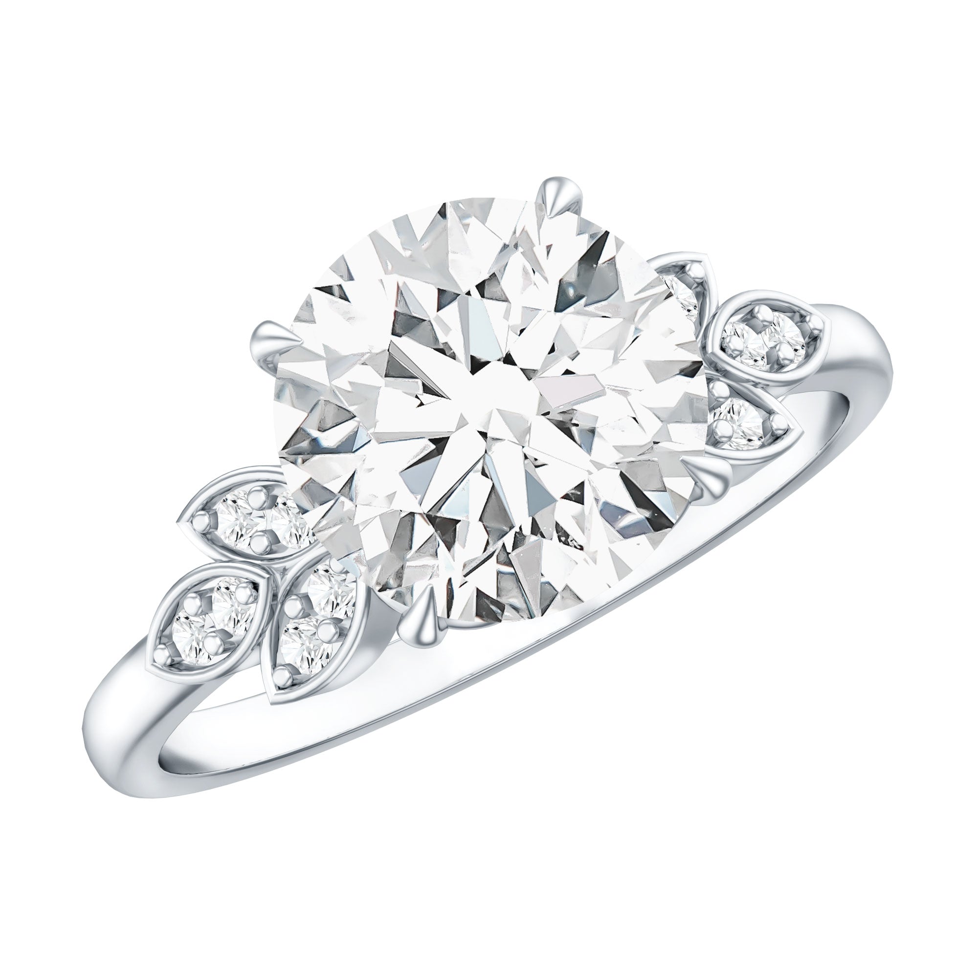 Rosec Jewels-3 Carat Lab Grown Diamond Round Engagement Ring with Certificate