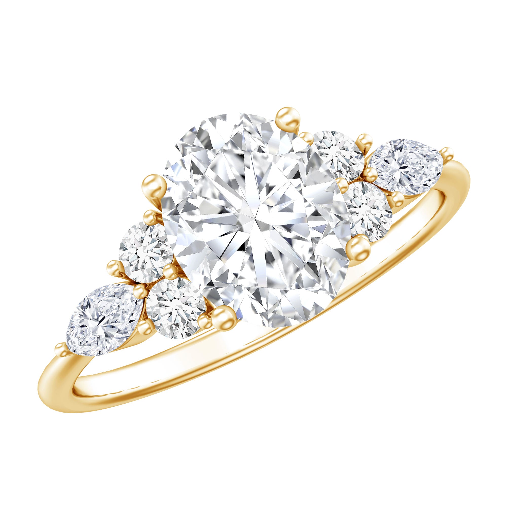 Rosec Jewels-2 Carat Lab Grown Diamond Oval Engagement Ring with Trio