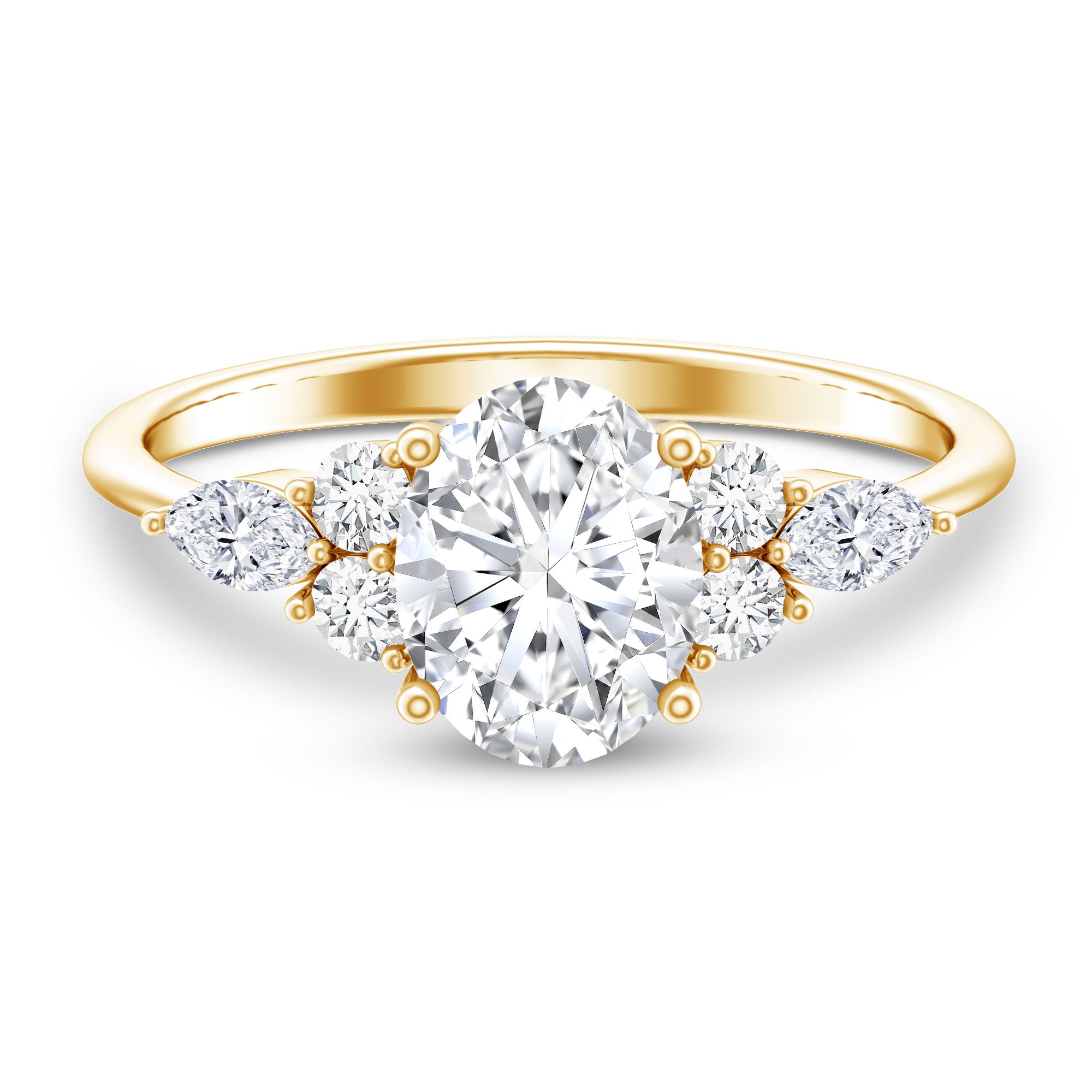 Rosec Jewels-2 Carat Lab Grown Diamond Oval Engagement Ring with Trio