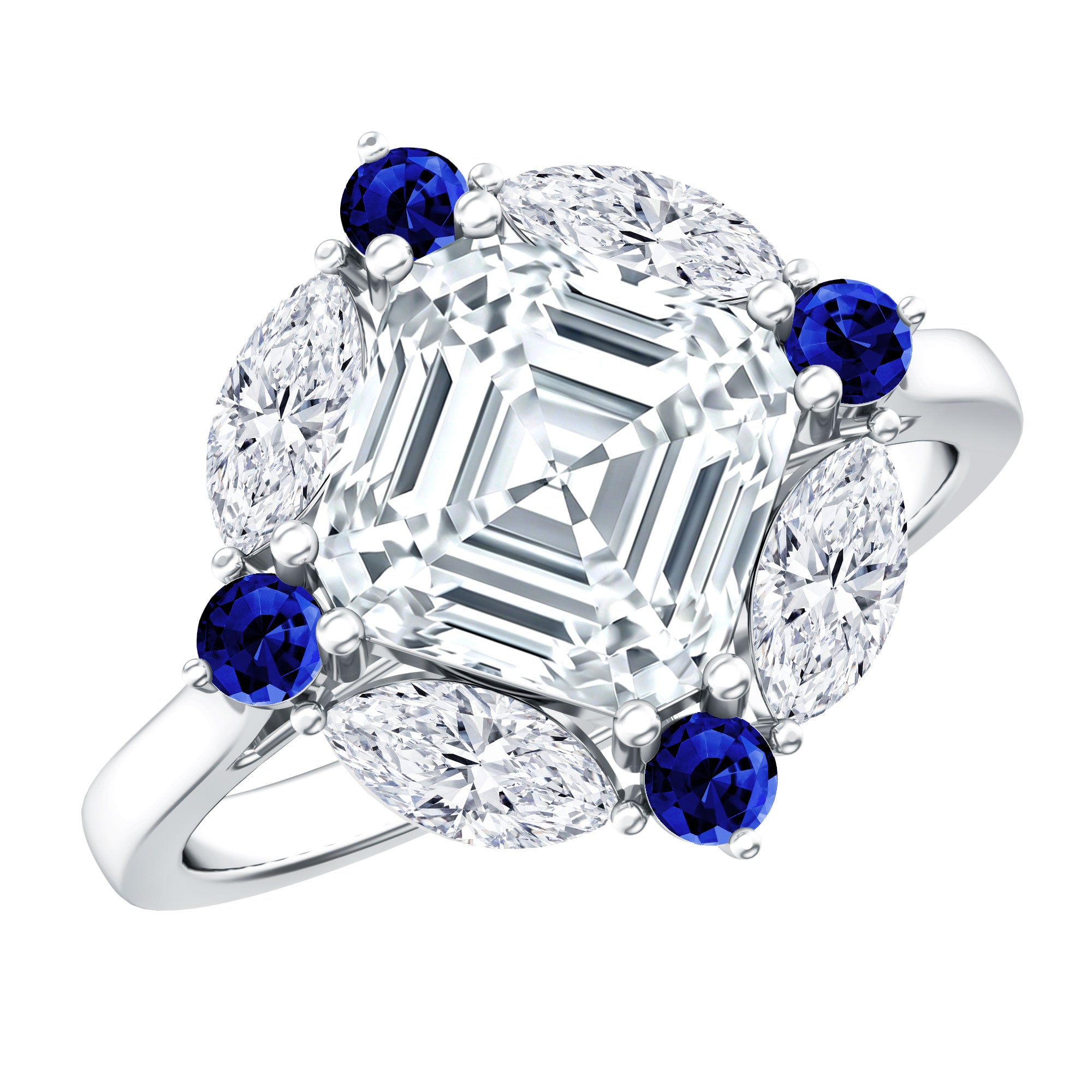 3 Carat Asscher Cut Moissanite Statement Engagement Ring D-VS1 - Rosec Jewels