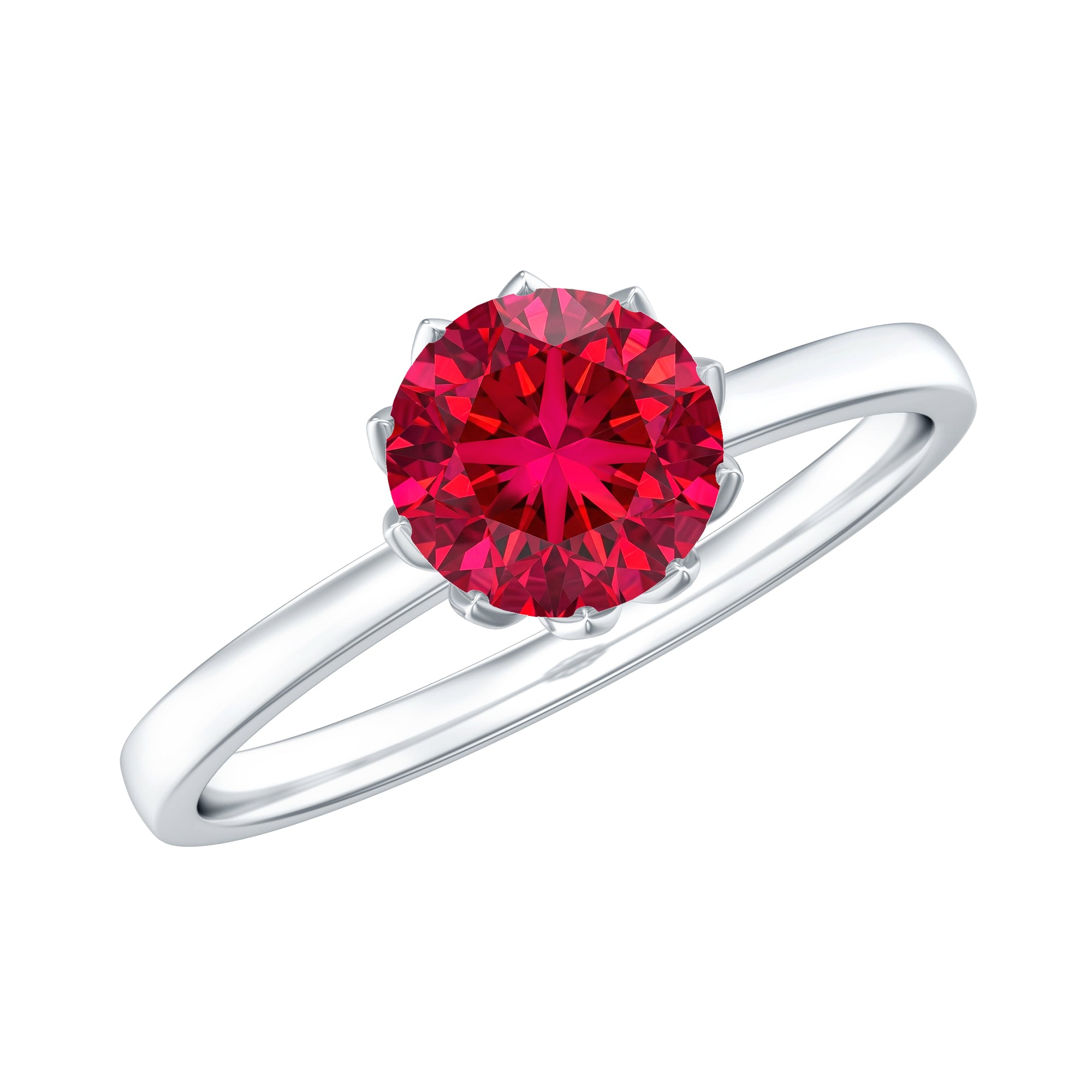 Certified 1.3 Carat Lab Grown Ruby Engagement Ring in Lotus Basket Setting AAAA - Rosec Jewels