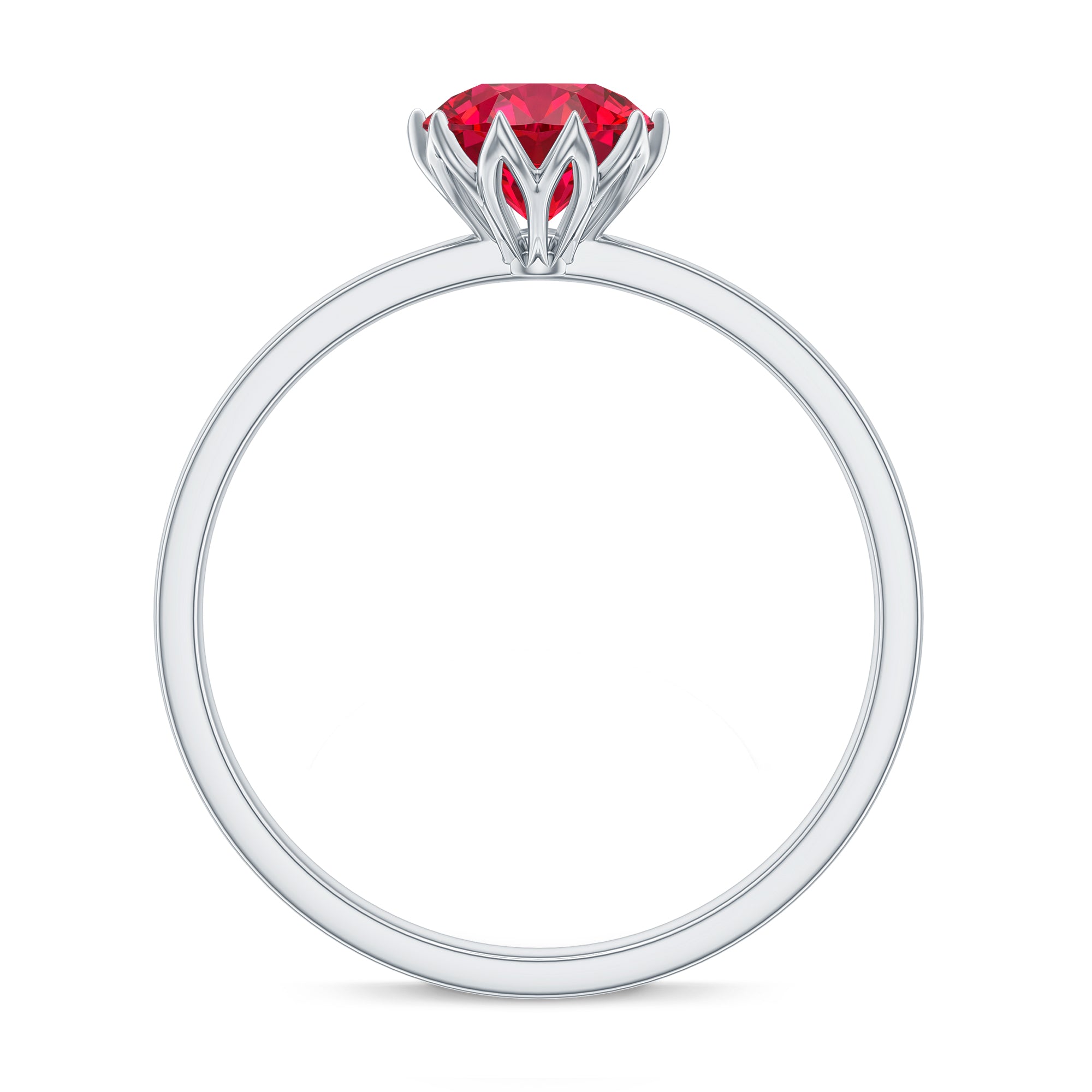 Certified 1.3 Carat Lab Grown Ruby Engagement Ring in Lotus Basket Setting AAAA - Rosec Jewels