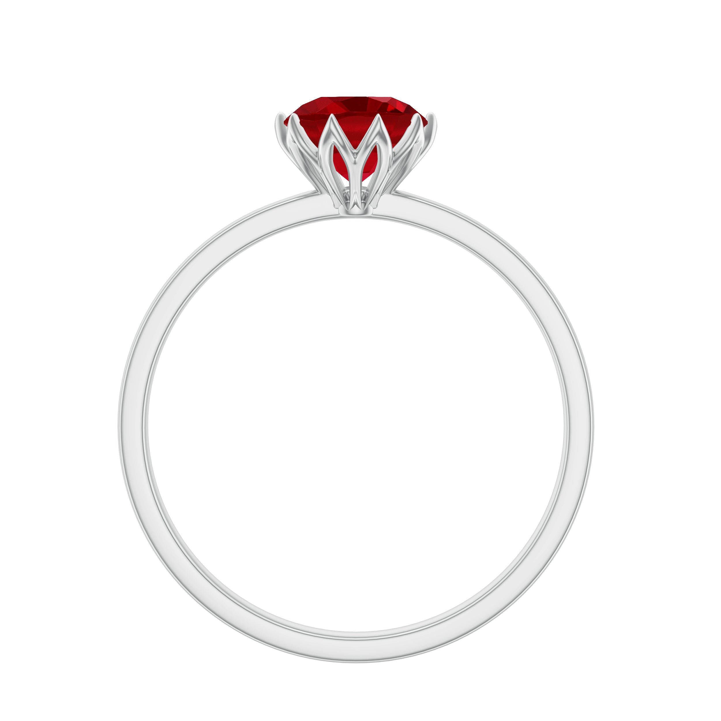 Certified 1.3 Carat Lab Grown Ruby Engagement Ring in Lotus Basket Setting AAAA - Rosec Jewels