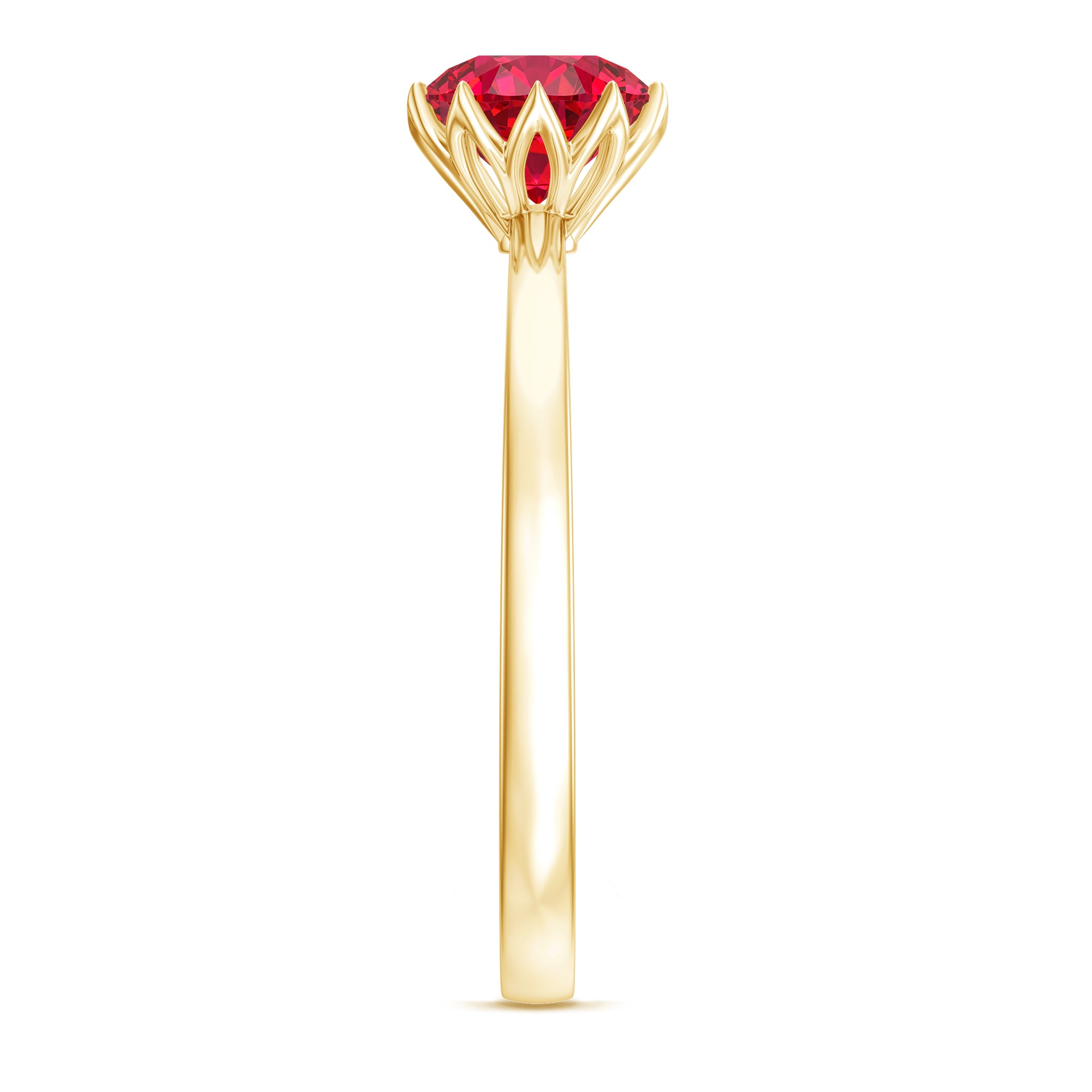 Certified 1.3 Carat Lab Grown Ruby Engagement Ring in Lotus Basket Setting AAAA - Rosec Jewels