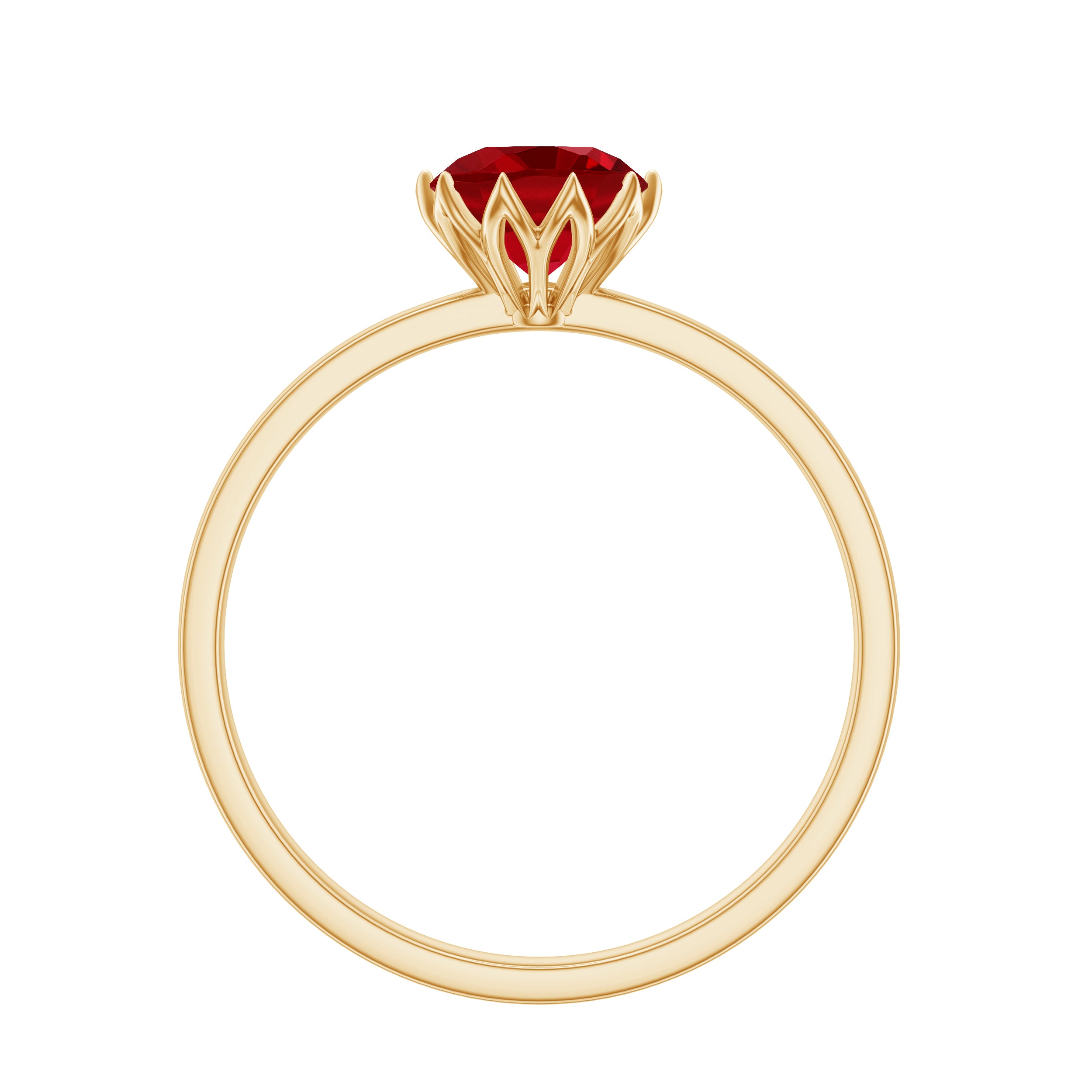 Certified 1.3 Carat Lab Grown Ruby Engagement Ring in Lotus Basket Setting AAAA - Rosec Jewels