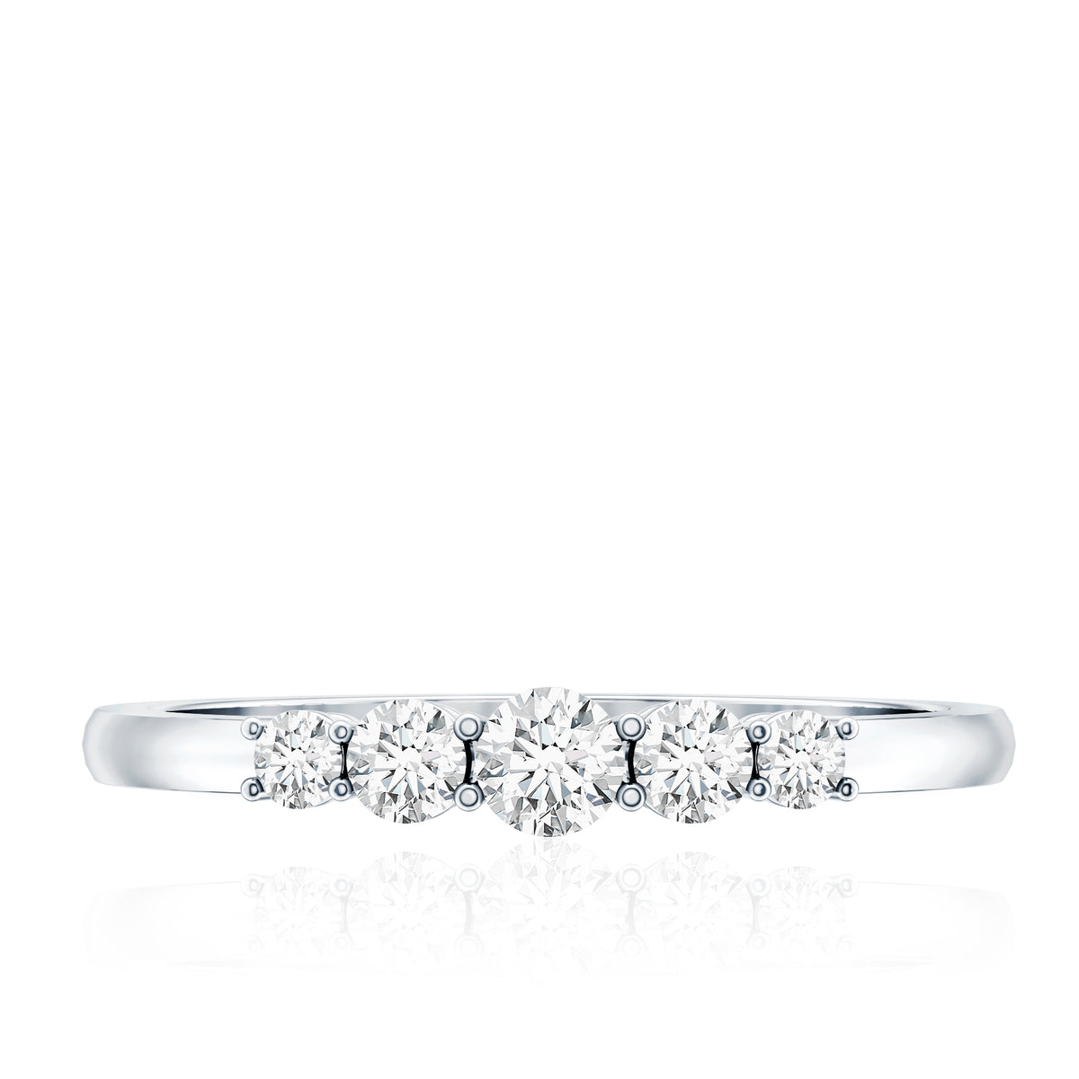Round Cut Moissanite Five Stone Promise Ring D-VS1 - Rosec Jewels