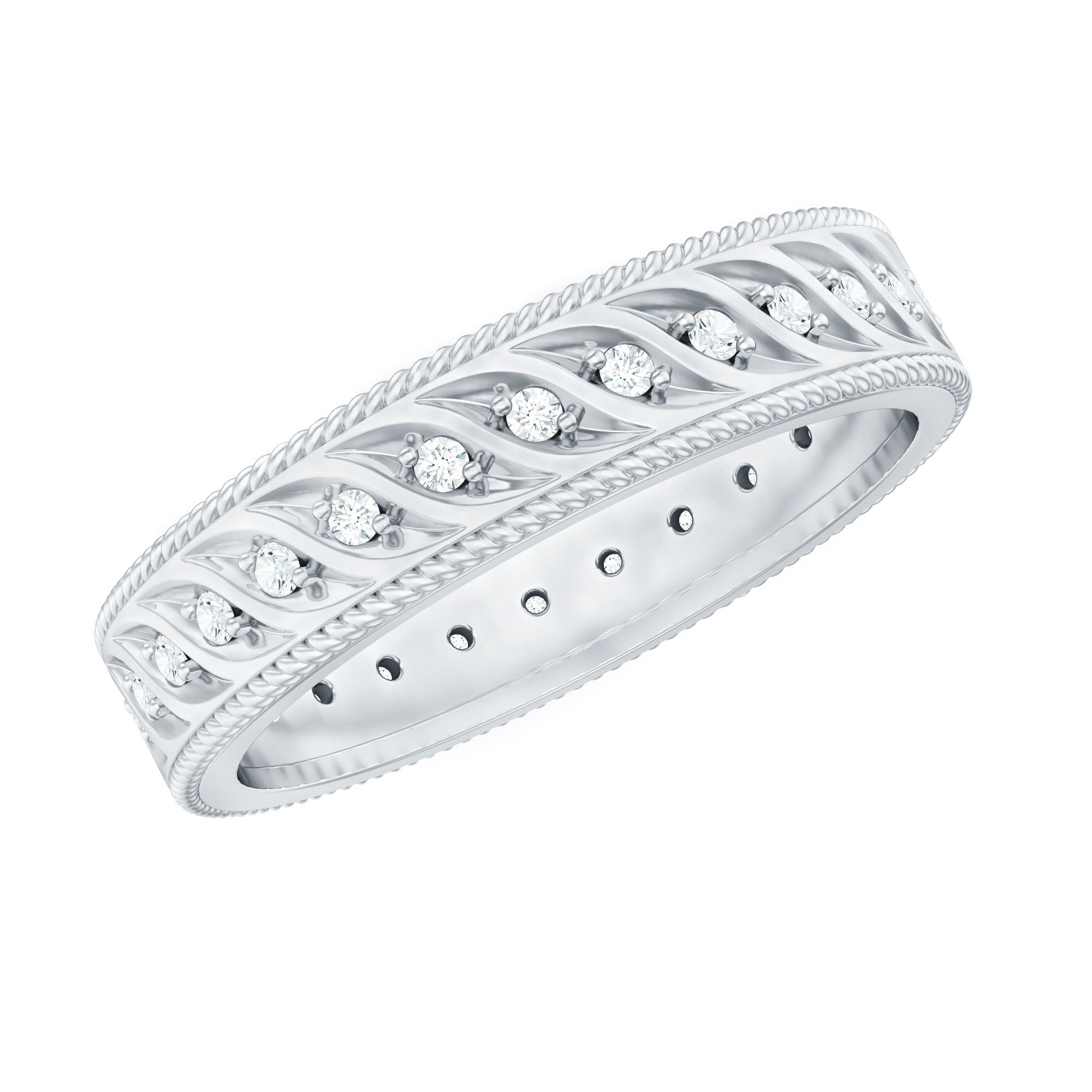 Diamond Twisted Rope Wedding Band Ring Natural - ( HI-SI ) - Rosec Jewels