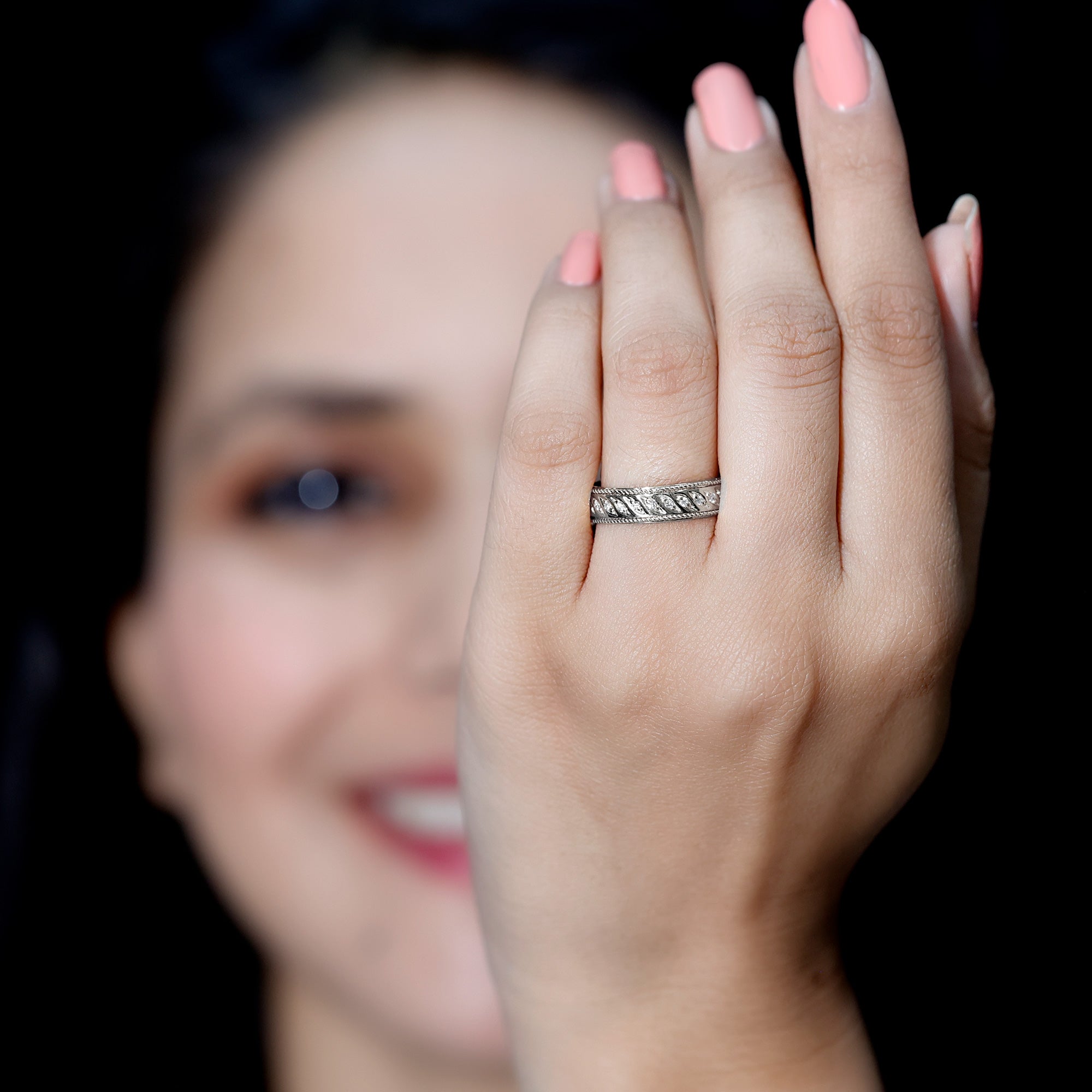 Diamond Twisted Rope Wedding Band Ring Natural - ( HI-SI ) - Rosec Jewels
