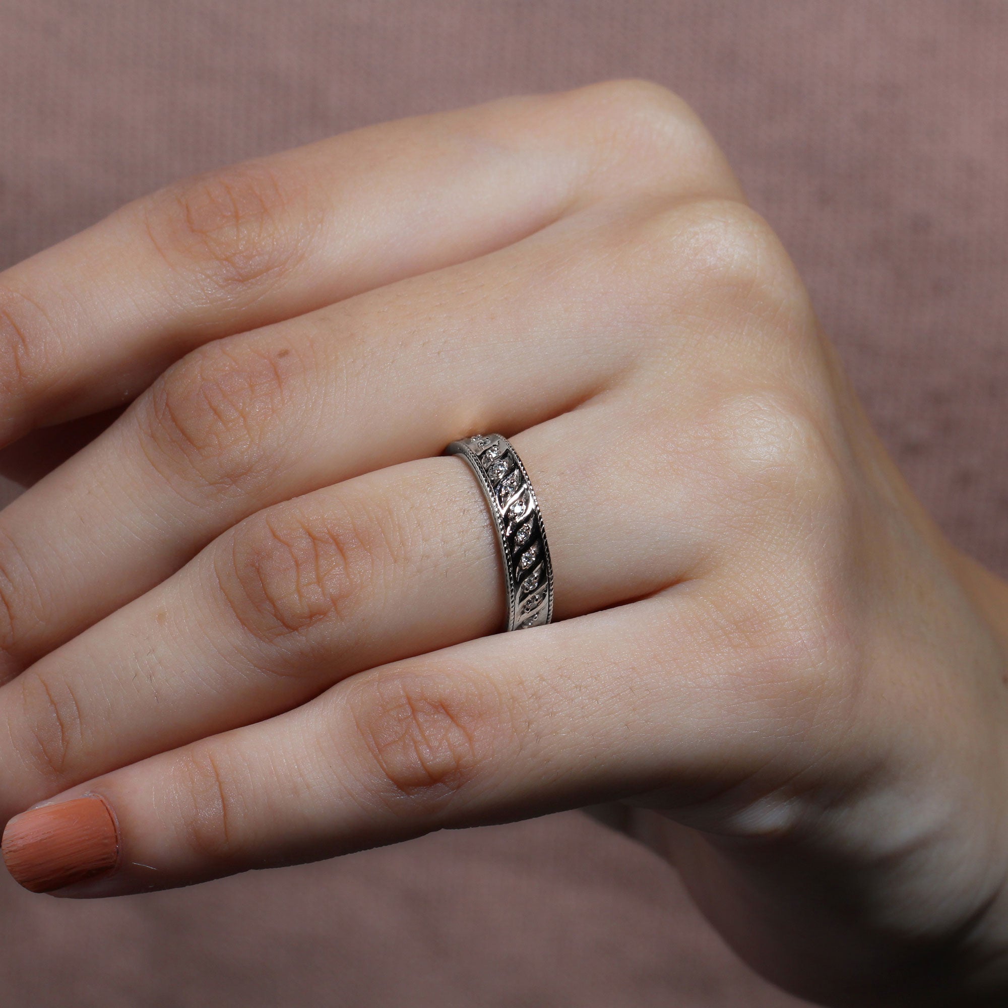 Diamond Twisted Rope Wedding Band Ring Natural - ( HI-SI ) - Rosec Jewels