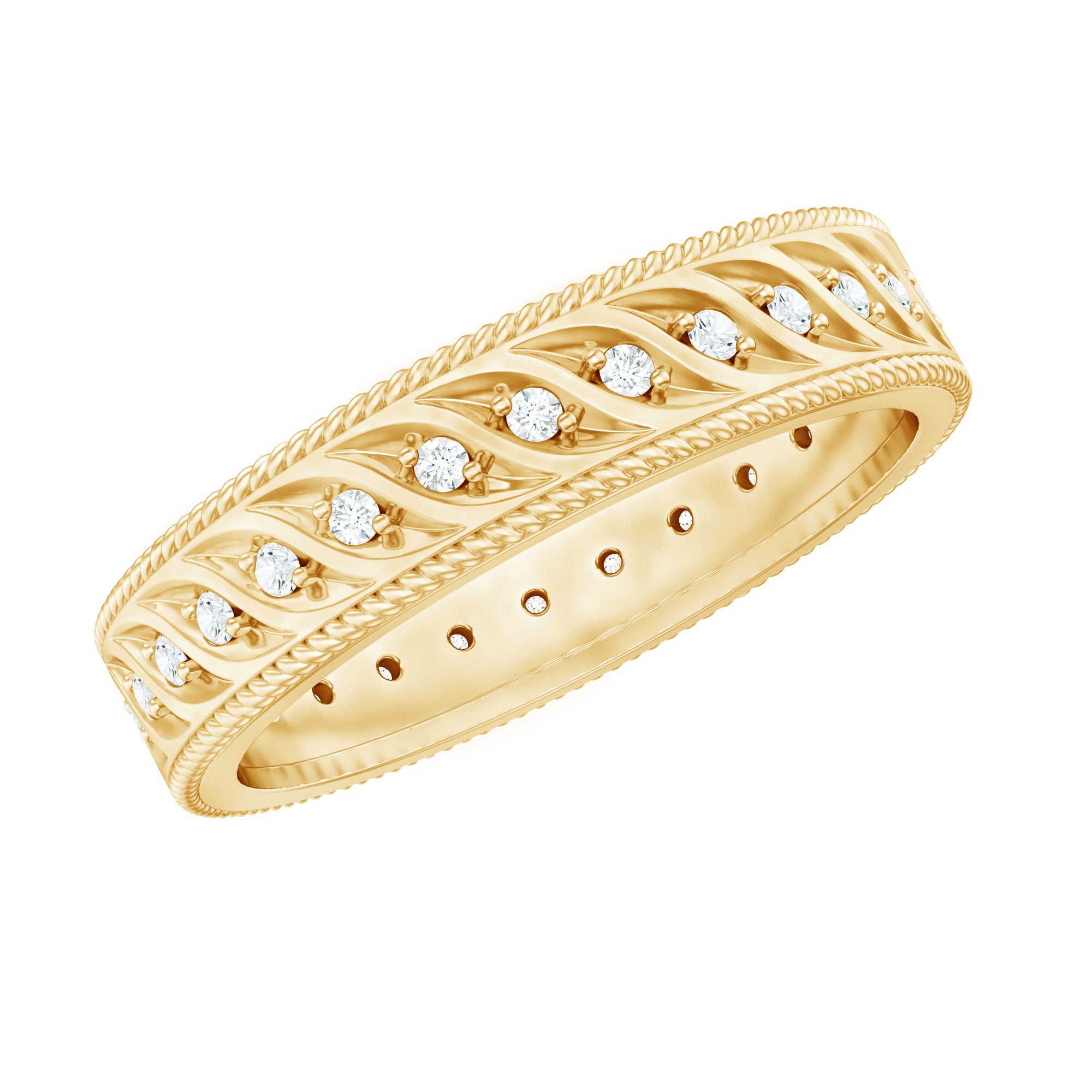 Diamond Twisted Rope Wedding Band Ring Natural - ( HI-SI ) - Rosec Jewels