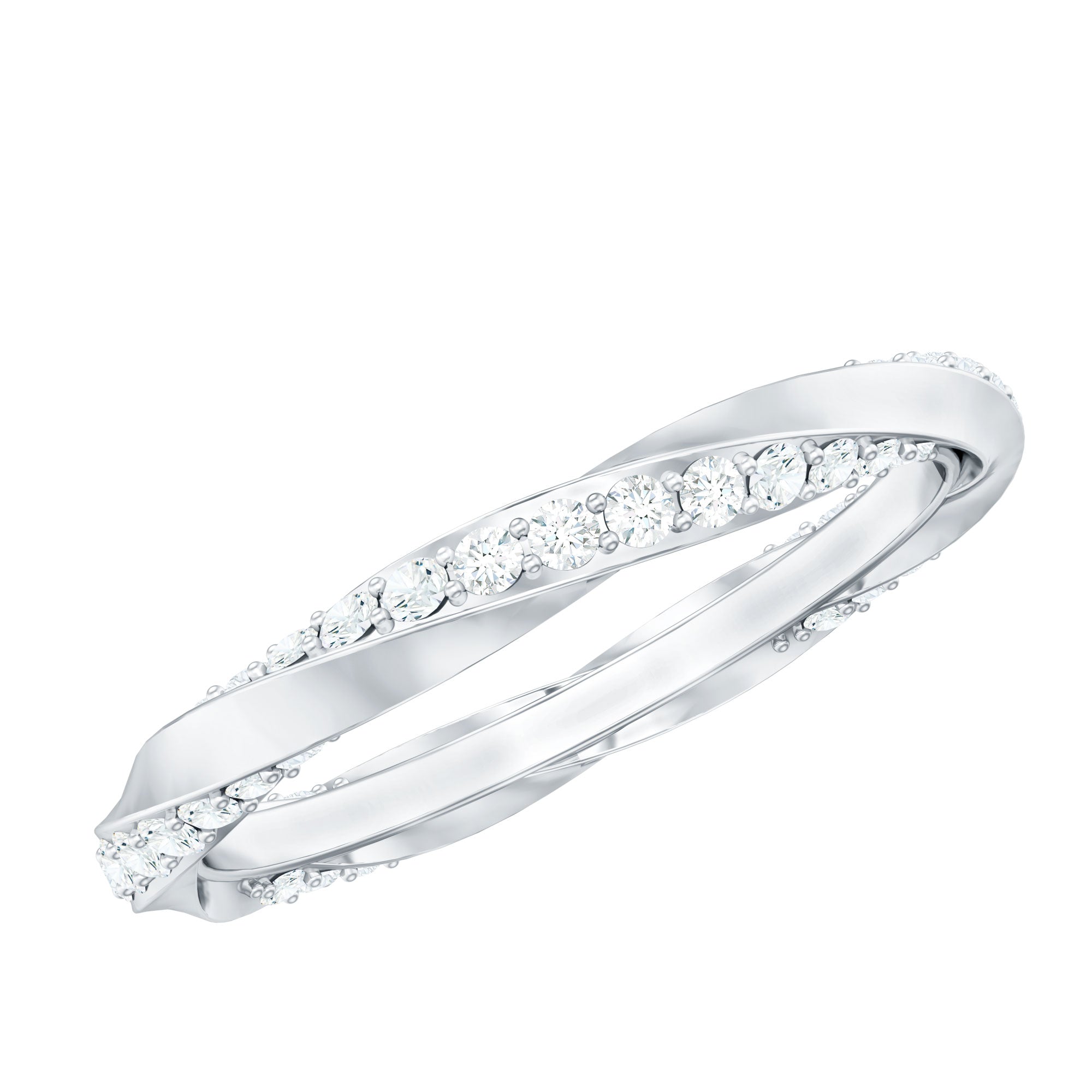 Pave Set Diamond Wedding Ring with Twisted Details