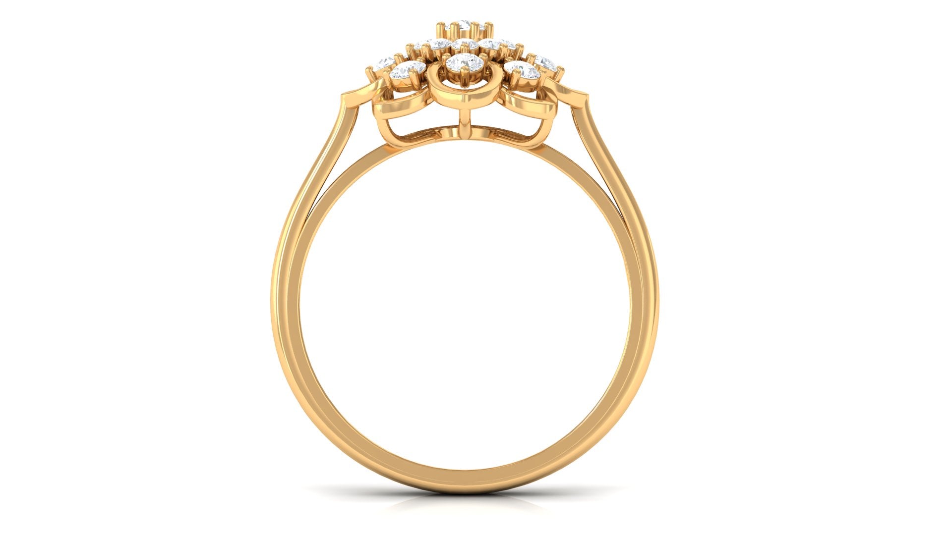 Certified Natural Diamond Flower Engagement Ring Natural - ( HI-SI ) - Rosec Jewels
