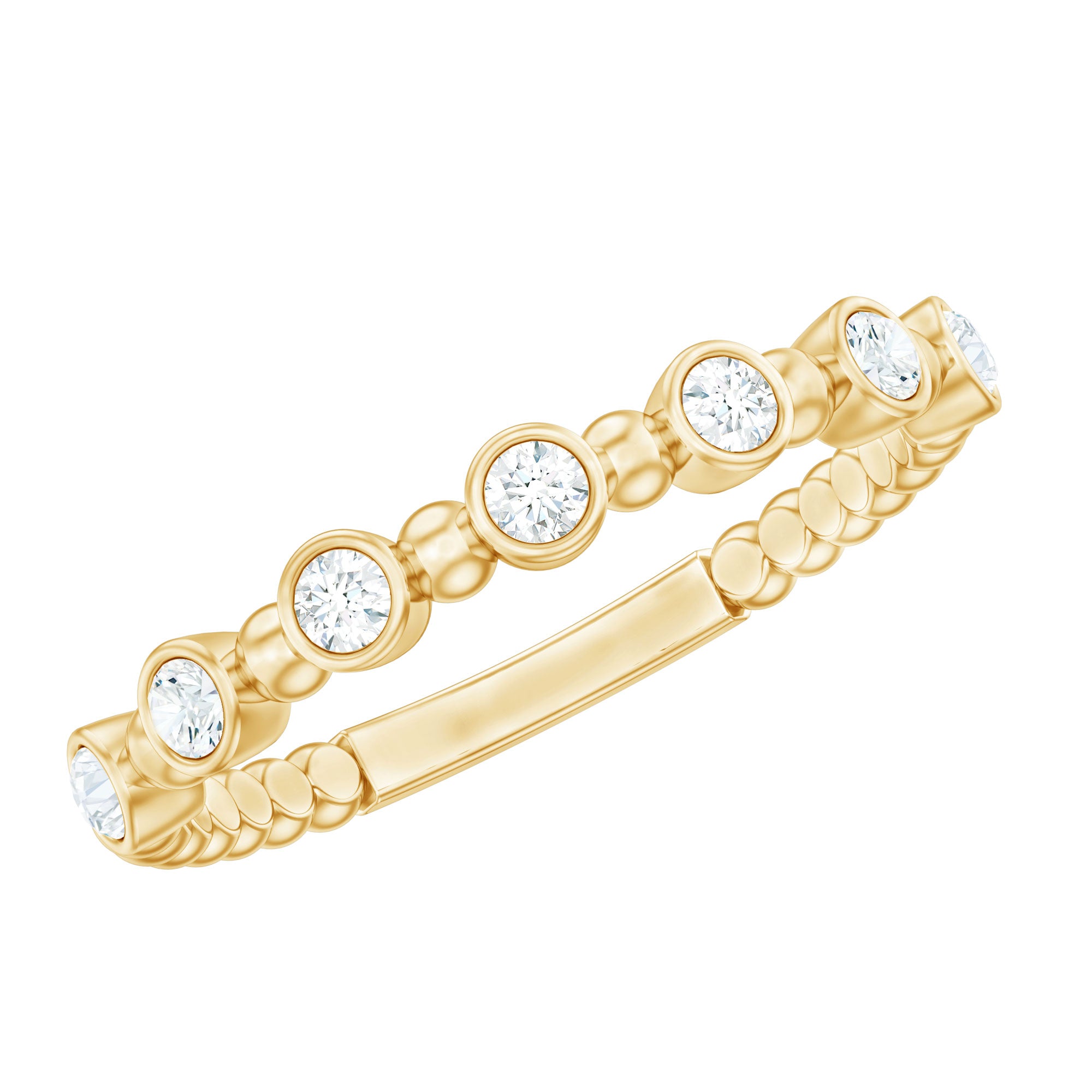 Real Diamond Stackable Eternity Ring with Beaded Details Natural - ( HI-SI ) - Rosec Jewels